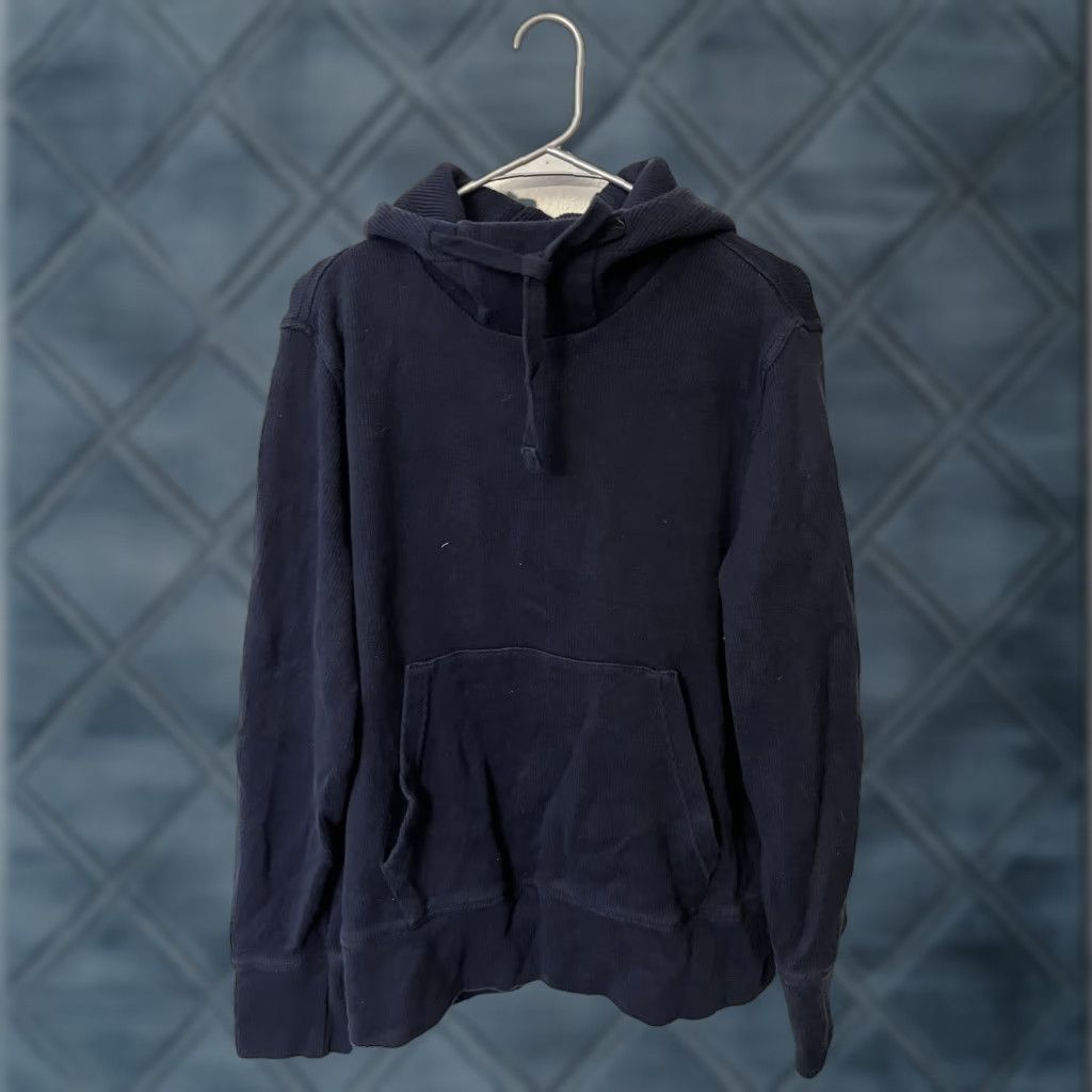 Banana Republic Banana Republic Hoodie Pullover Mens Large Navy Blue Fleece Hooded Pockets Ribbed Sports Activewear Casual Size L / US 10 / IT 46 - 1 Thumbnail