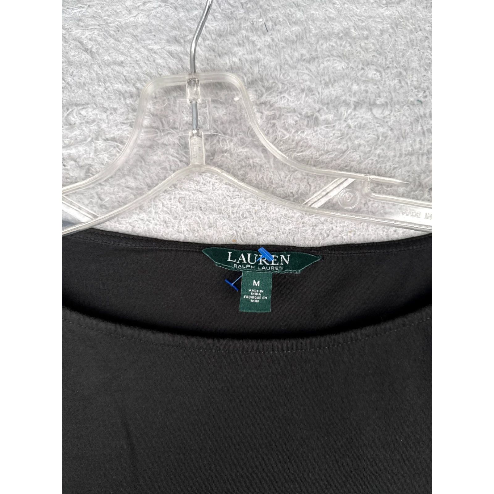 Ralph Lauren Lauren Ralph Lauren Shirt Women Medium Black Cotton Round Neck Lace Short Sleeve Basic Stretch Solid Size M / US 6-8 / IT 42-44 - 6 Thumbnail