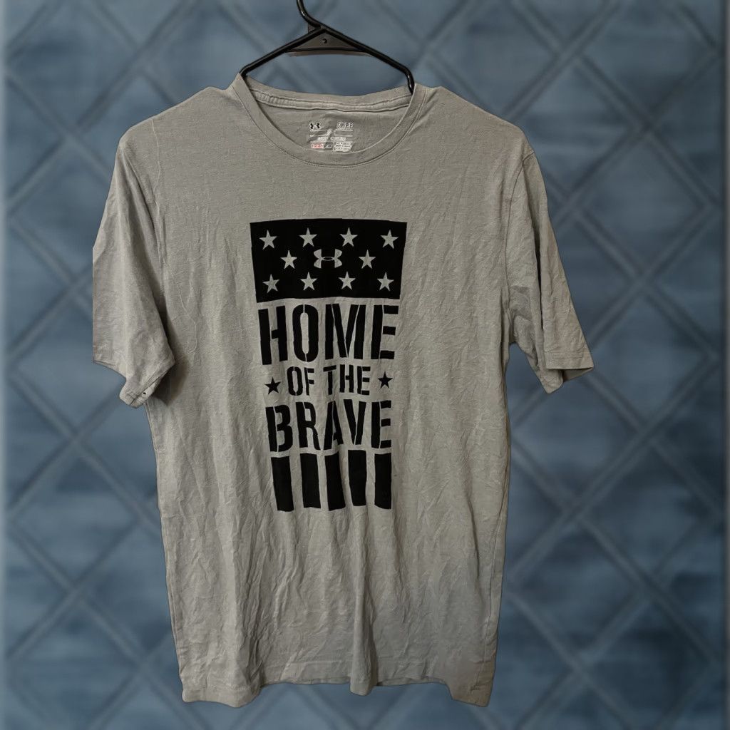 Under Armour Under Armour T-Shirt Mens S Gray Short Sleeve Freedom Home Of Brave Graphic Shirt Mens Short Sleeve Gray Under Armour - Patriotic USA Bird Theme Size US S / EU 44-46 / 1 - 1 Thumbnail