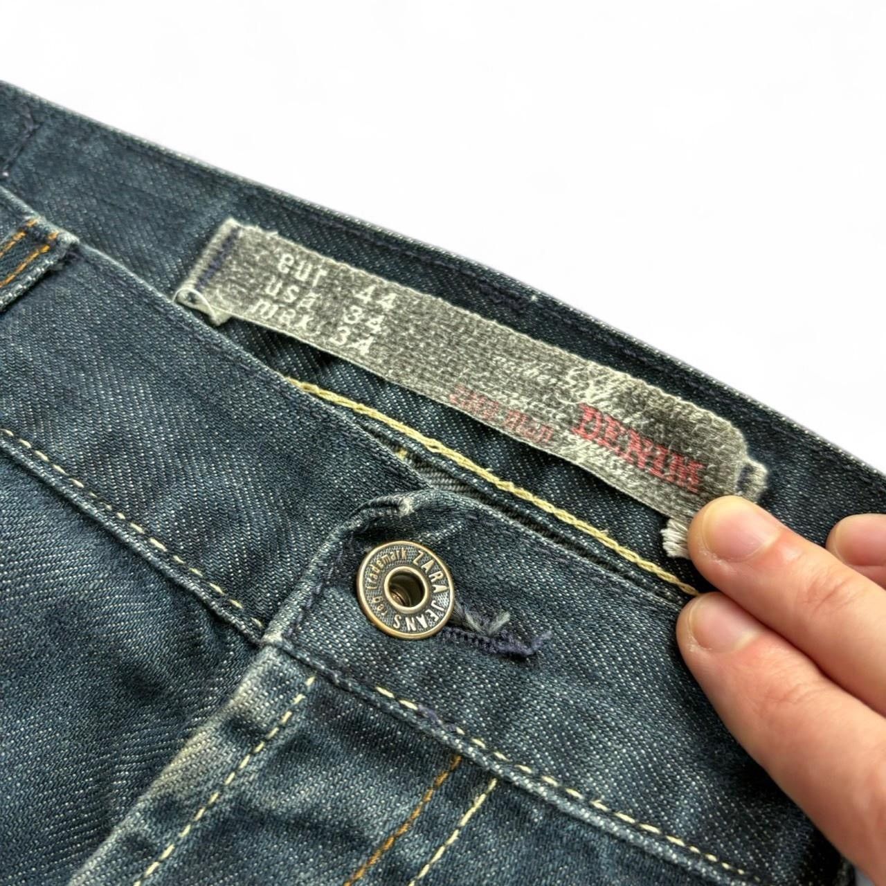 Vintage × Zara Darkwash Blue Straight Leg Denim Jeans Size US 35 - 3 Thumbnail