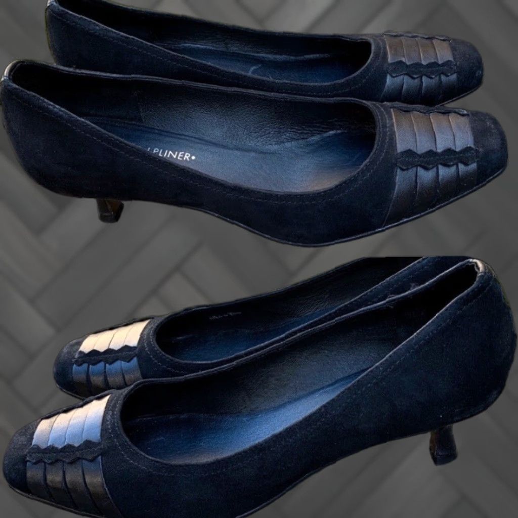 Donald Pliner VINTAGE Donald J Pliner pumps heels black suede & leather size 8 M Size US 8 / IT 38 - 1 Thumbnail