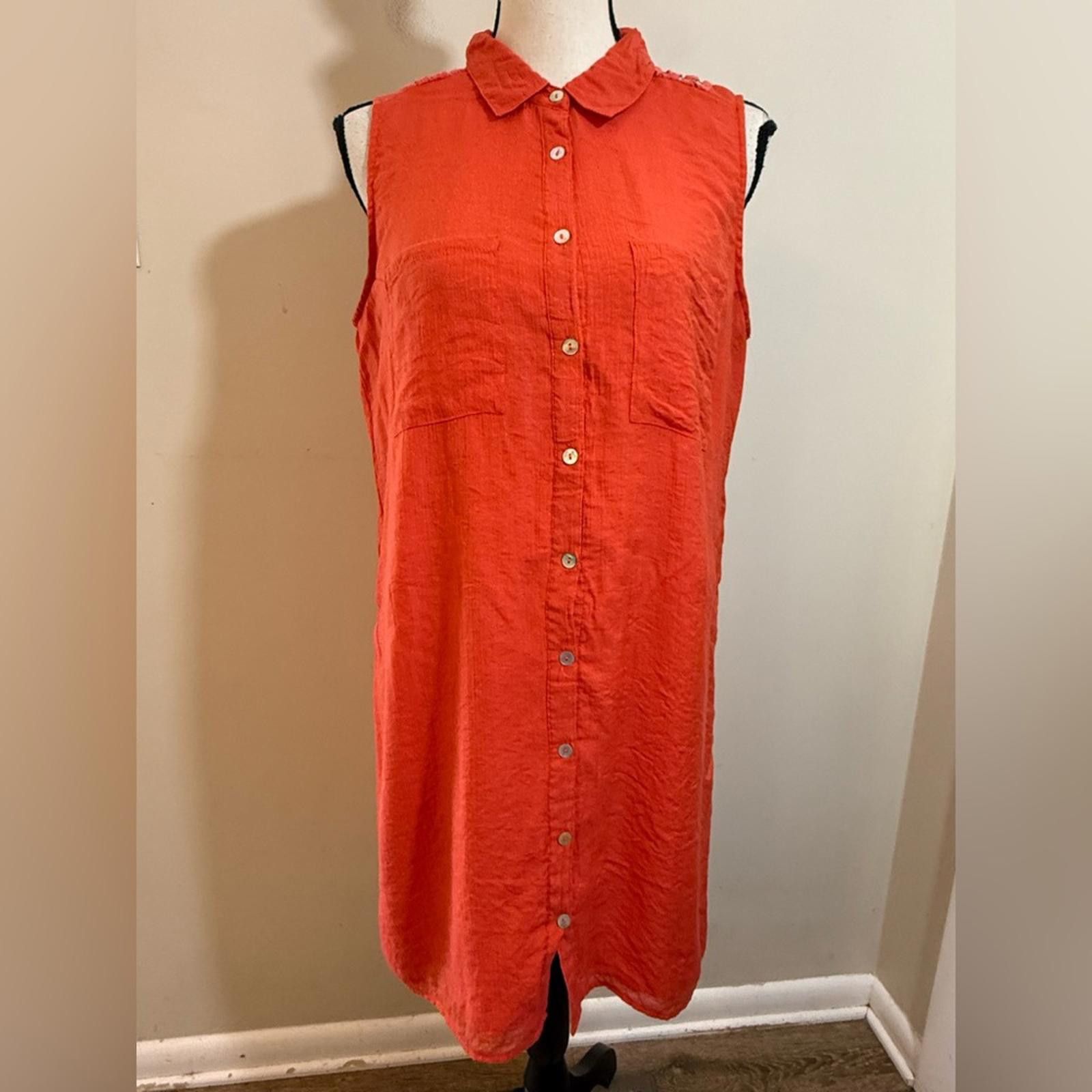 Quiksilver Quick Silver reddish orange beachy shirt dress lace SZ LG Size L / US 10 / IT 46 - 5 Thumbnail