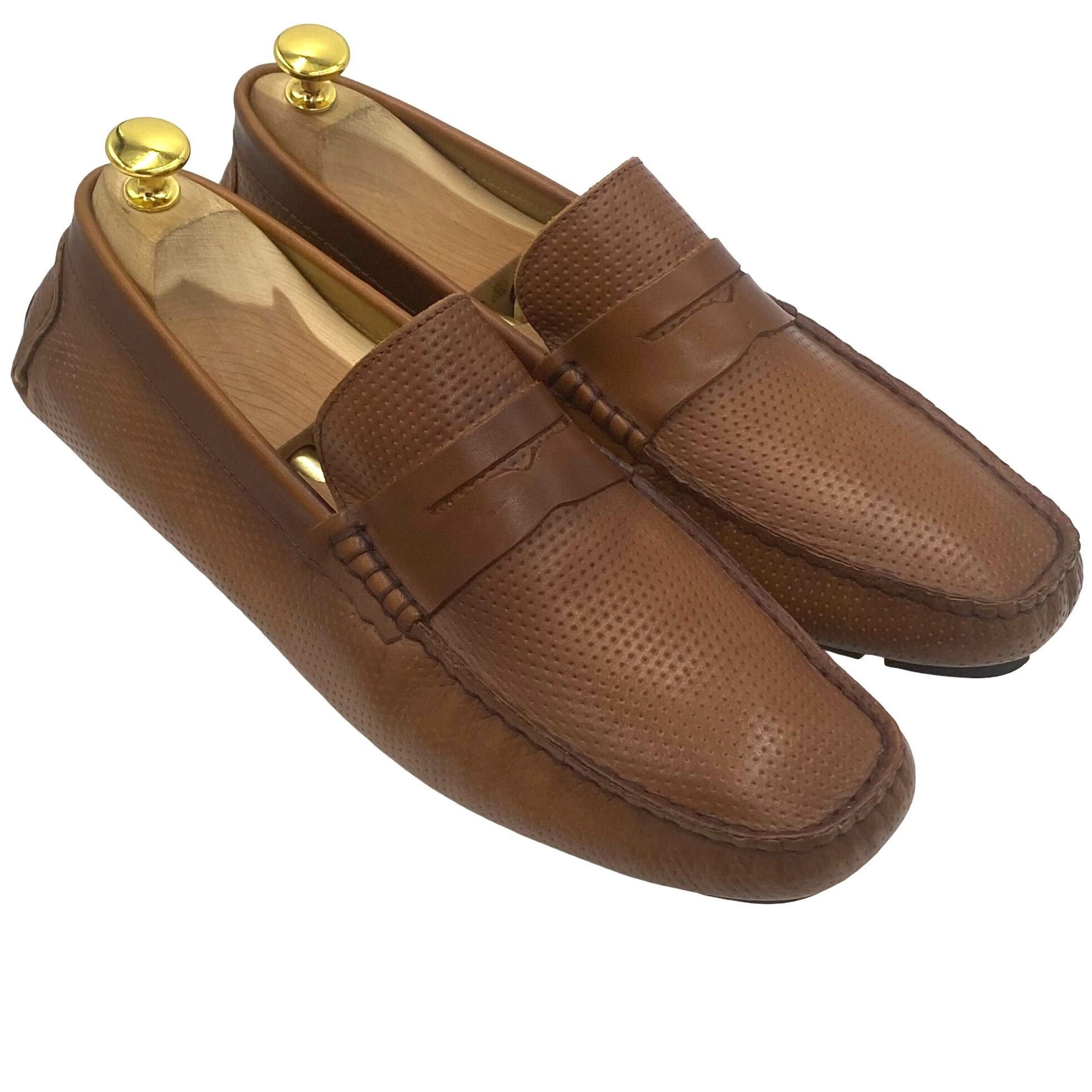Mercanti Fiorentini Mercanti Fiorentini Men's 9 Brown Perforated Leather Loafer Size US 9 / EU 42 - 9 Thumbnail