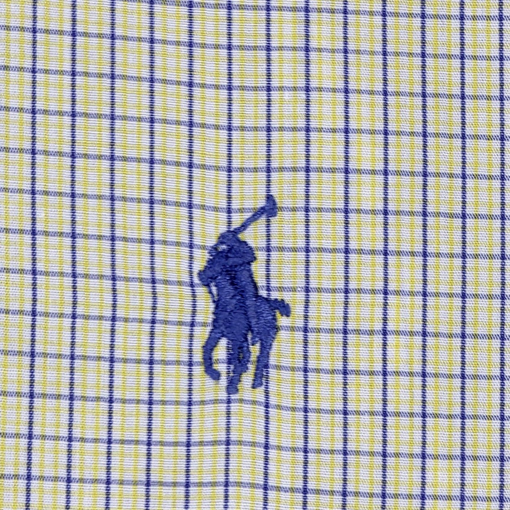 Polo Ralph Lauren VINTAGE Polo Ralph Lauren Mens Shirt Button-Up 17.5-32/33 Tattersall Long Sleeve Blue Yellow OCBD 90s Classic Designer Mens Size US XXL / EU 58 / 5 - 5 Thumbnail