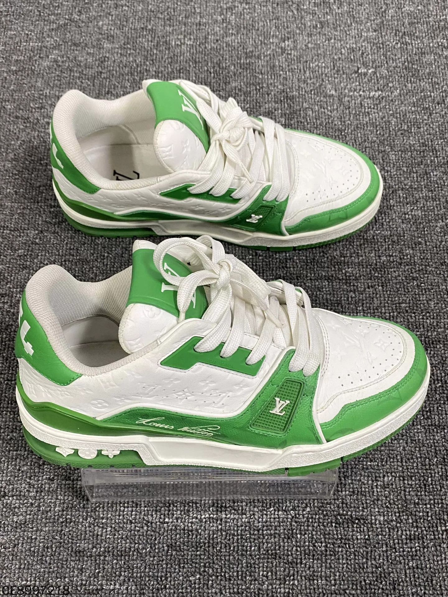Louis Vuitton LV Green Embossed Full Print Trainer 98 New Wmns 37 Size US 5.5 / IT 35.5 - 3 Thumbnail