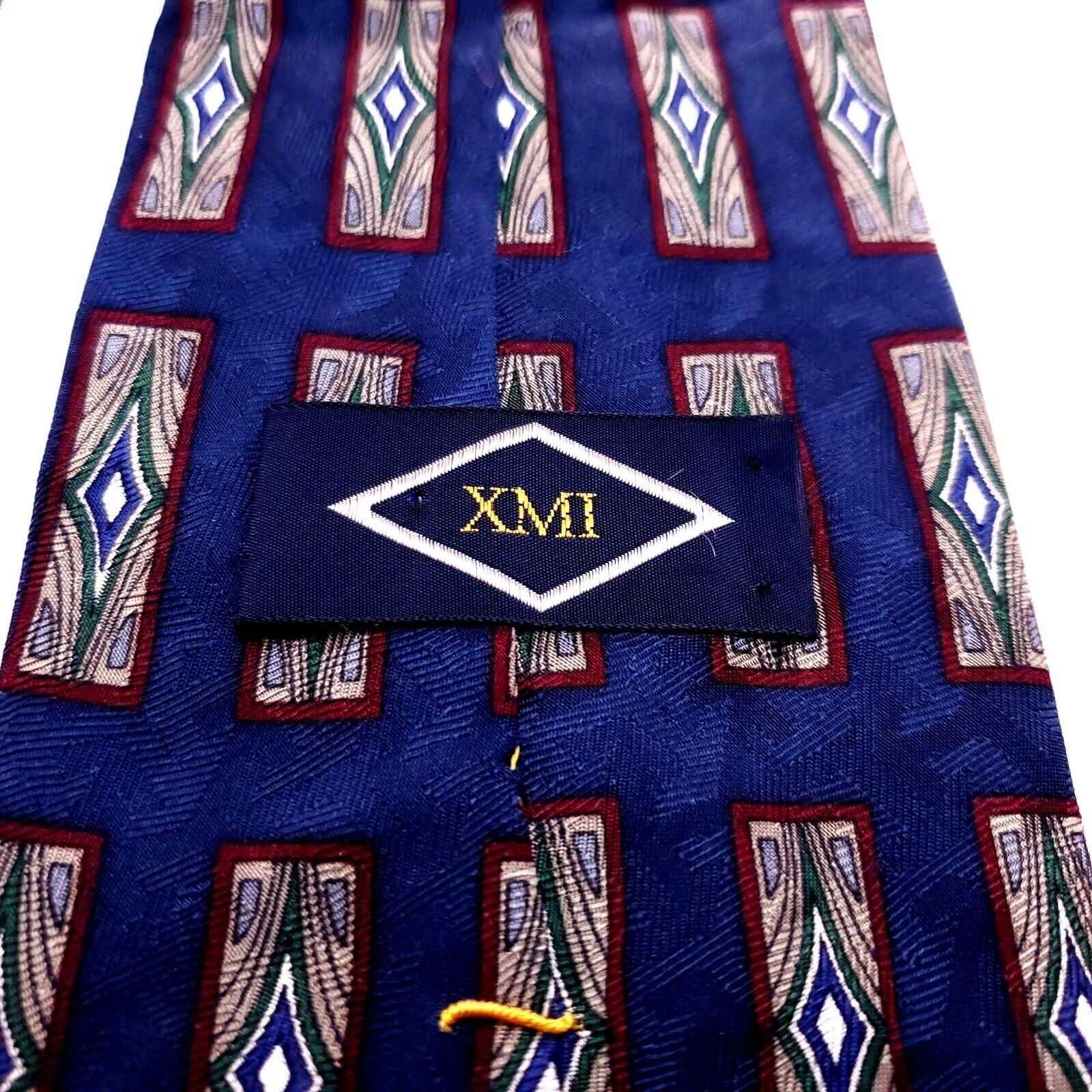 XMI Platinum XMI Silk Tie Print Blue Geometric Short Size ONE SIZE - 4 Thumbnail