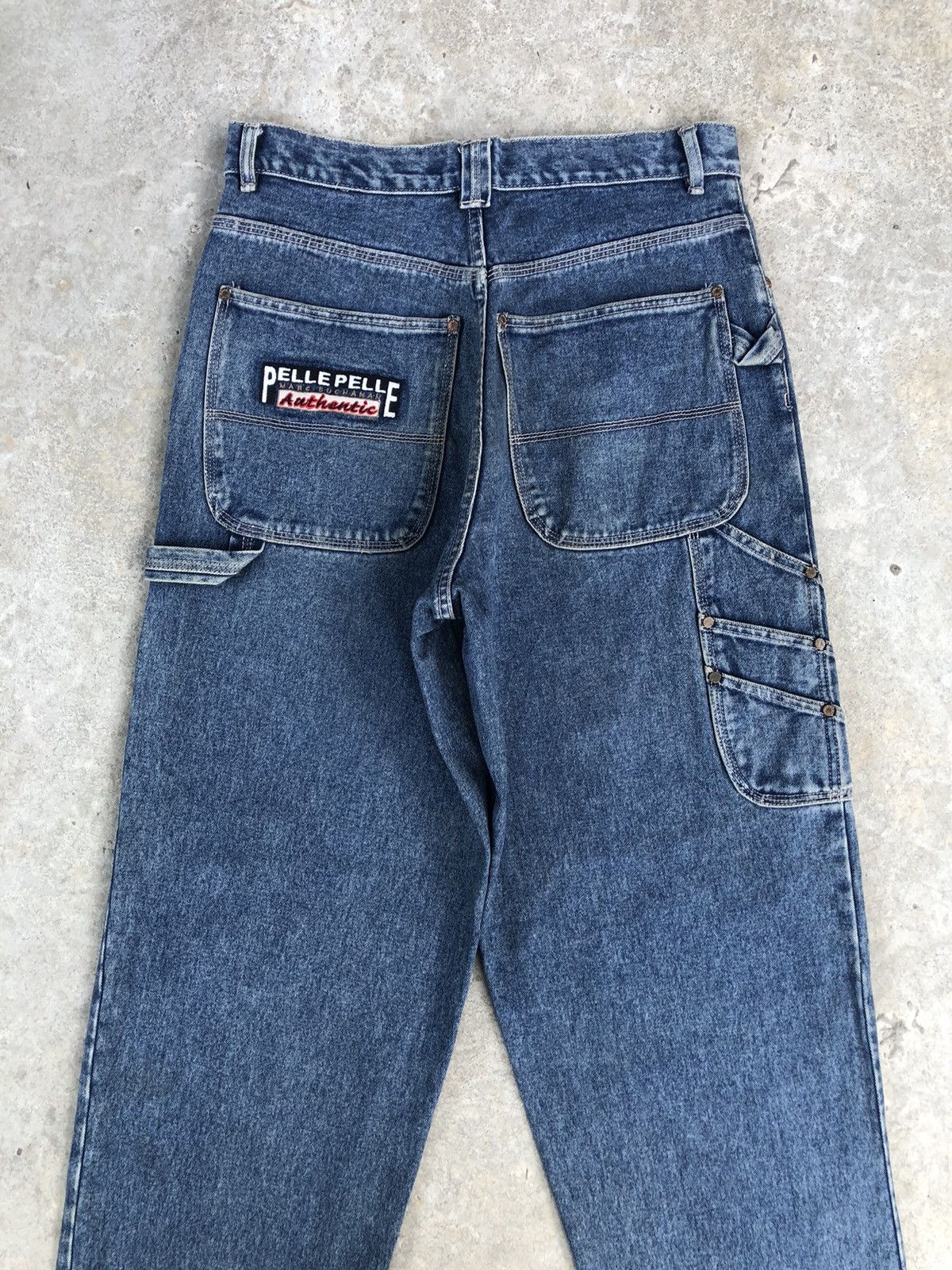 Marc Buchanan Pelle Pelle Embroidered Logo Baggy Carpenter Distressed Size US 33 - 8 Thumbnail