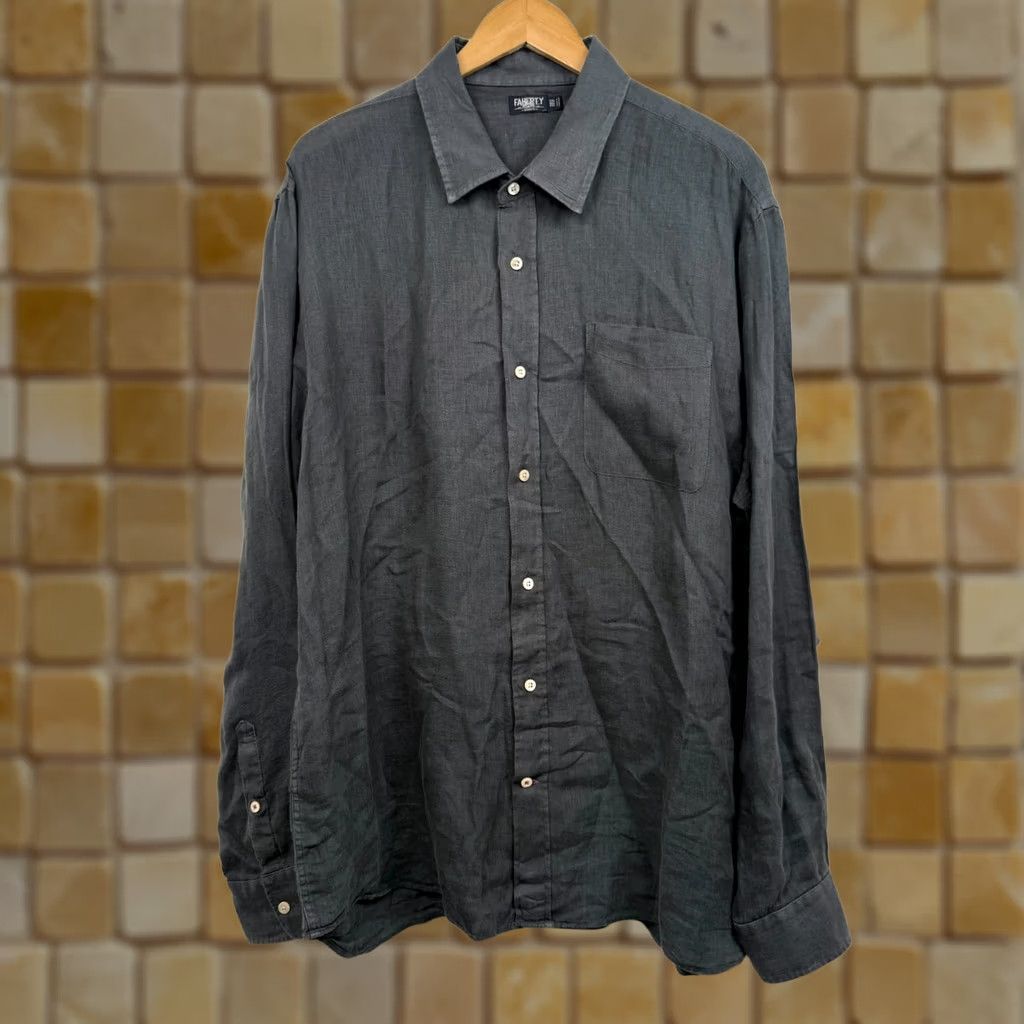 Faherty Faherty Reserve Shirt Mens 2XL 100% Linen Button Up Long Sleeve Gray Size US XXL / EU 58 / 5 - 1 Thumbnail