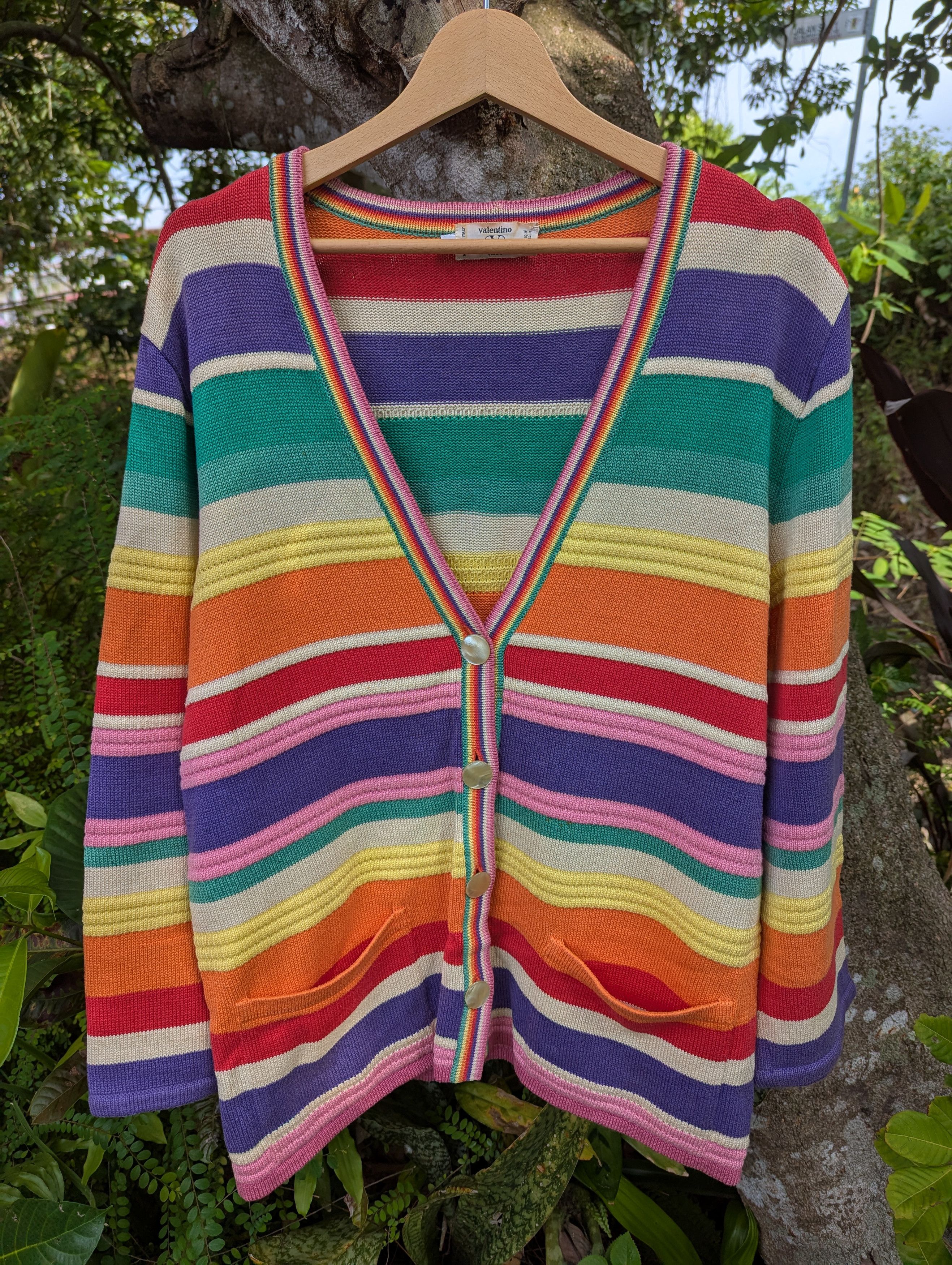 Valentino Valentino Rainbow Button Up Cardigan Sweater Size US L / EU 52-54 / 3 - 1 Thumbnail