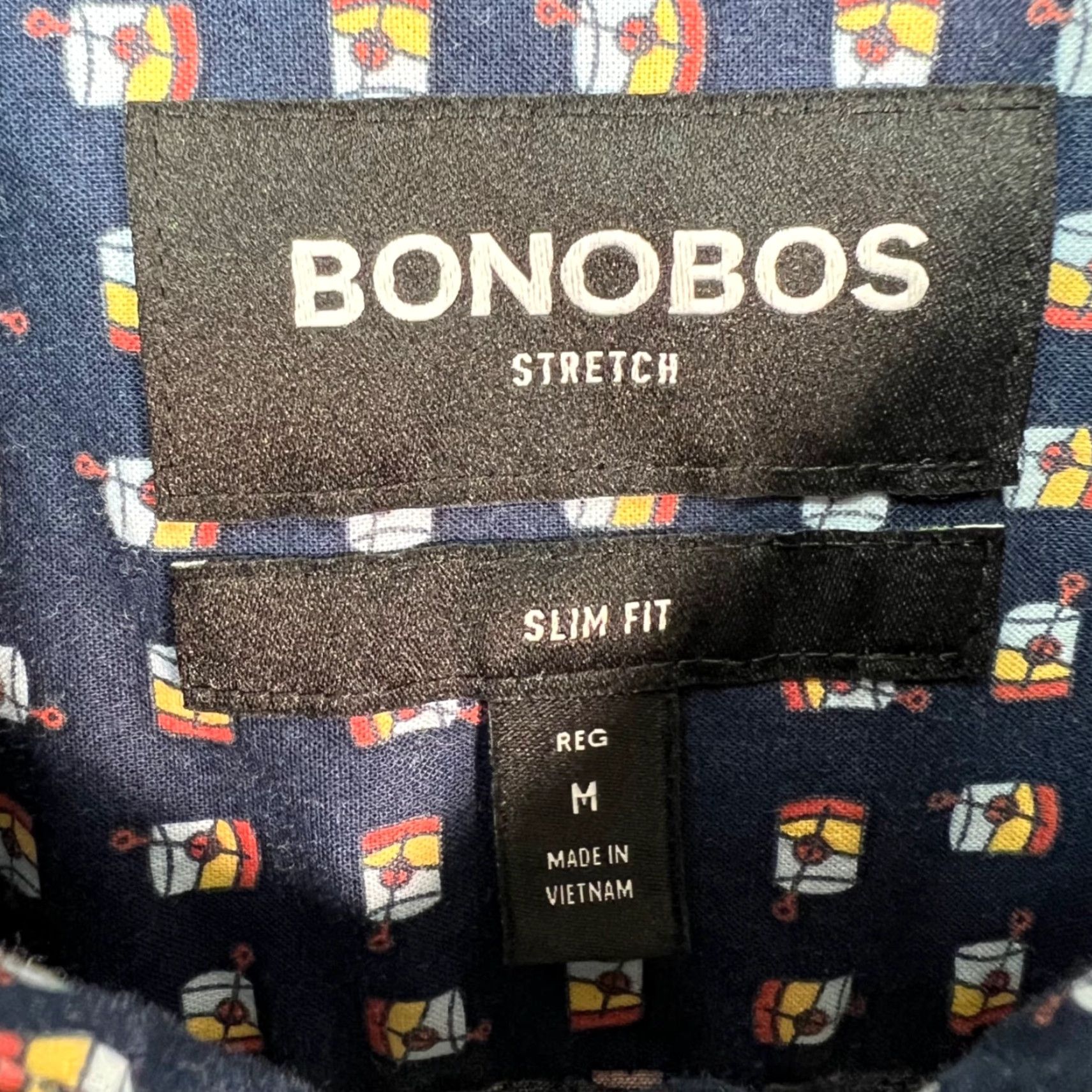 Bonobos Bonobos Mens Size Medium Slim Fit Stretch Blue Button-Up Shirt Short Sleeve Size US M / EU 48-50 / 2 - 3 Thumbnail