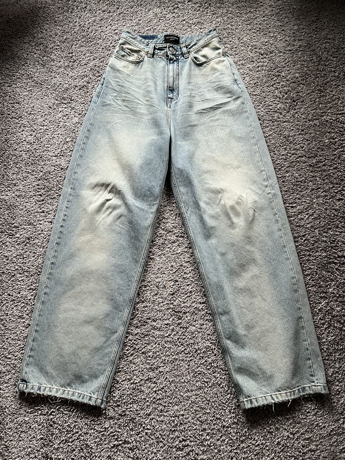 Pre-owned Balenciaga Japanese Denim Baggy Oversized Pull-up Jeans Xs In  Blue | ModeSens