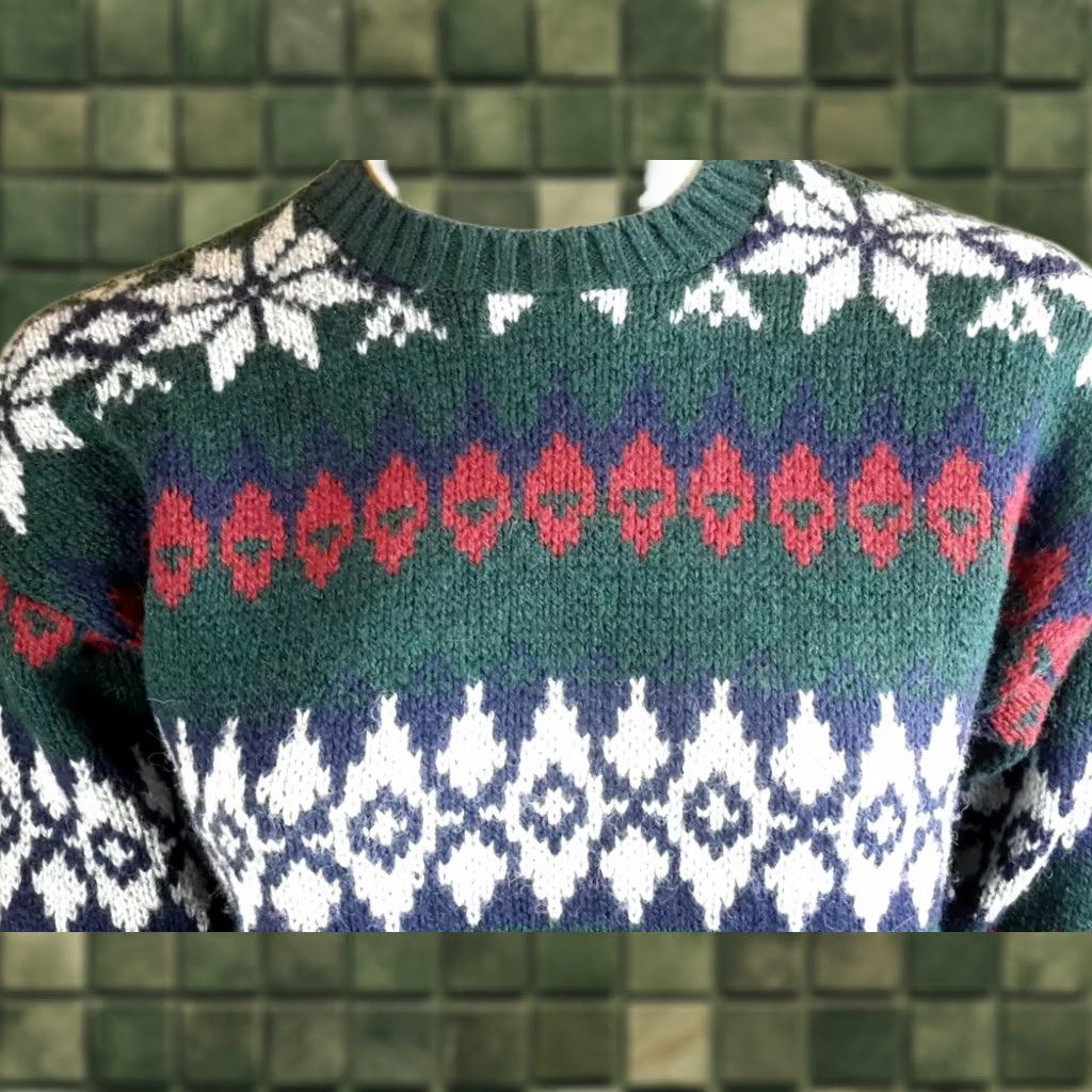 Eddie Bauer VINTAGE Eddie Bauer Womens Wool Blend Nordic Ski Sweater S Green Size S / US 4 / IT 40 - 1 Thumbnail
