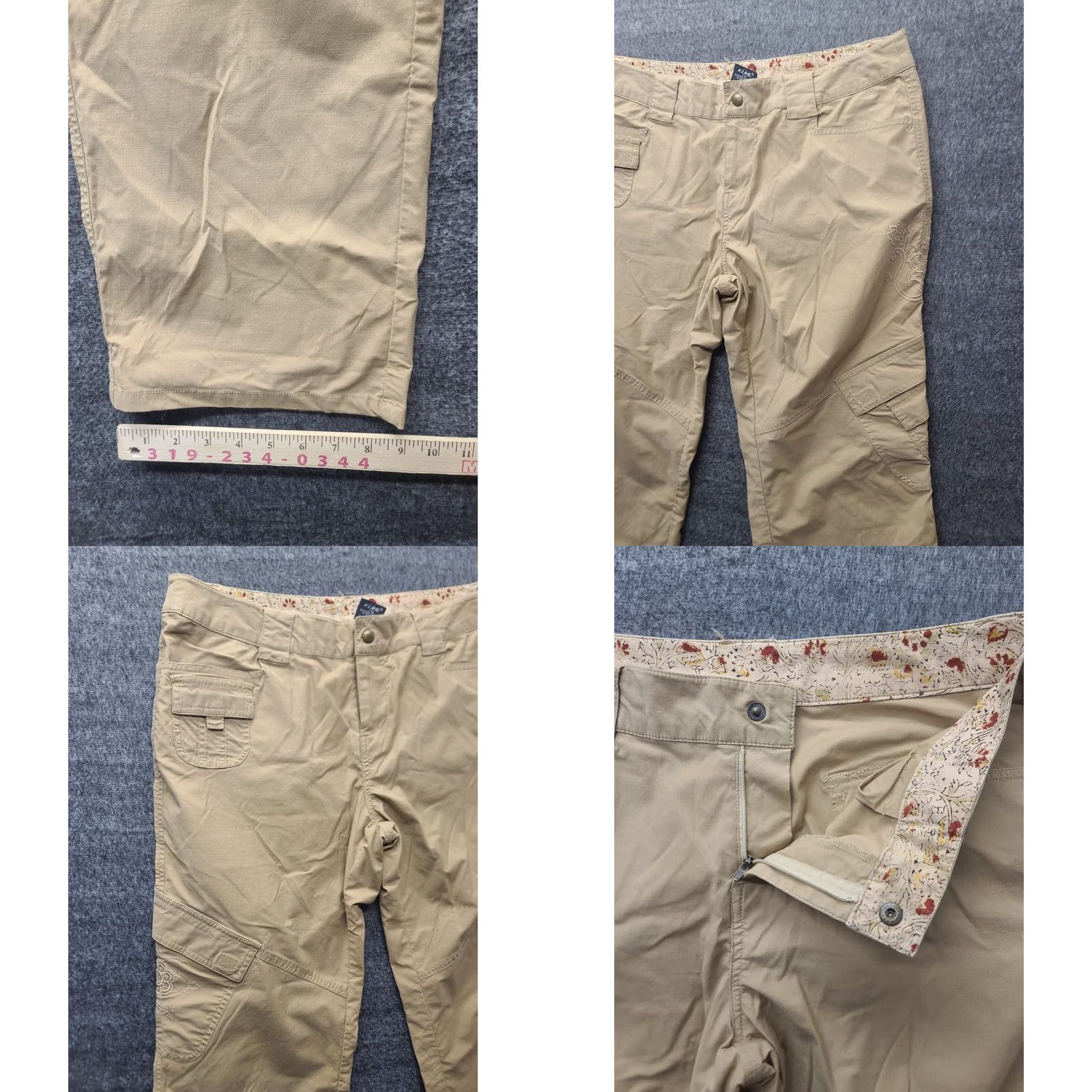 Vintage Kuhl Dry Capri Pants Womens L 34x23 Regular Fit Cargo Activewear Gorpcore MTB Beig e Size 36" / US 14 / IT 50 - 8 Thumbnail