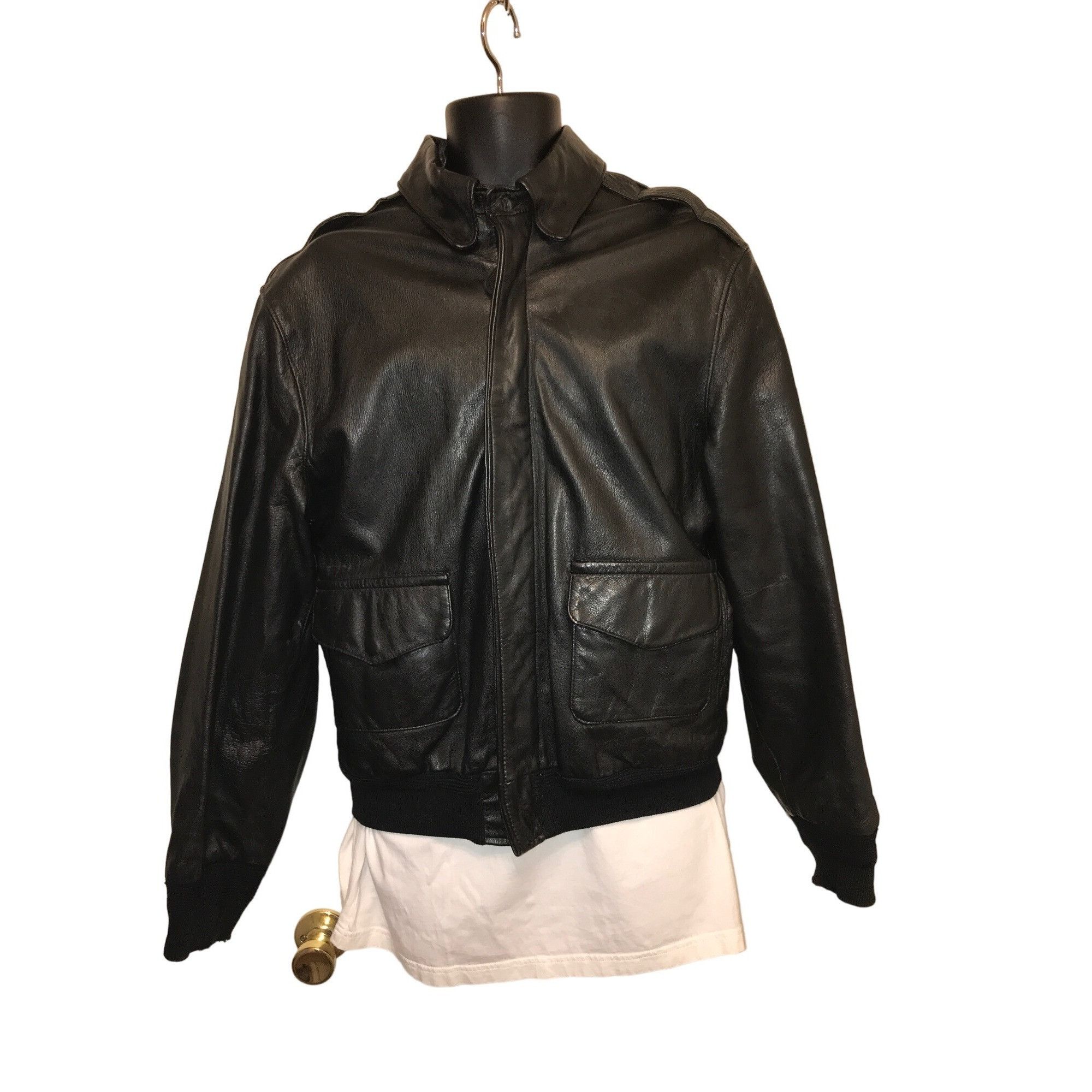 Vintage Sporty’s Pilot Shop Black Goat Skin Leather Aviator Jacket Size US S / EU 44-46 / 1 - 1 Thumbnail