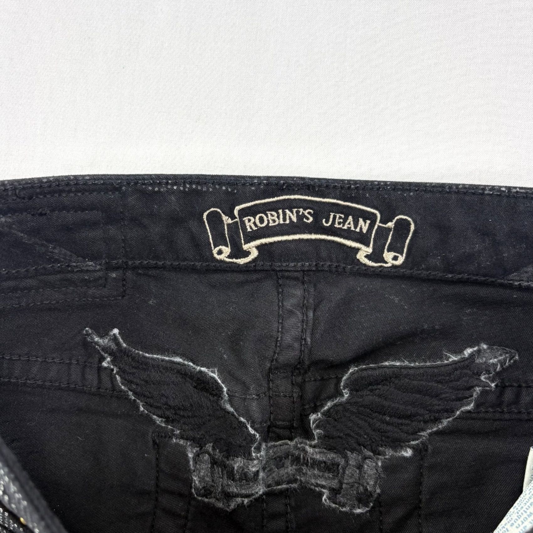 Denime Robins Jean Womens Skinny Jeans Black Silver Rhinestone Size 24 Size 42" / US 20 - 4 Thumbnail