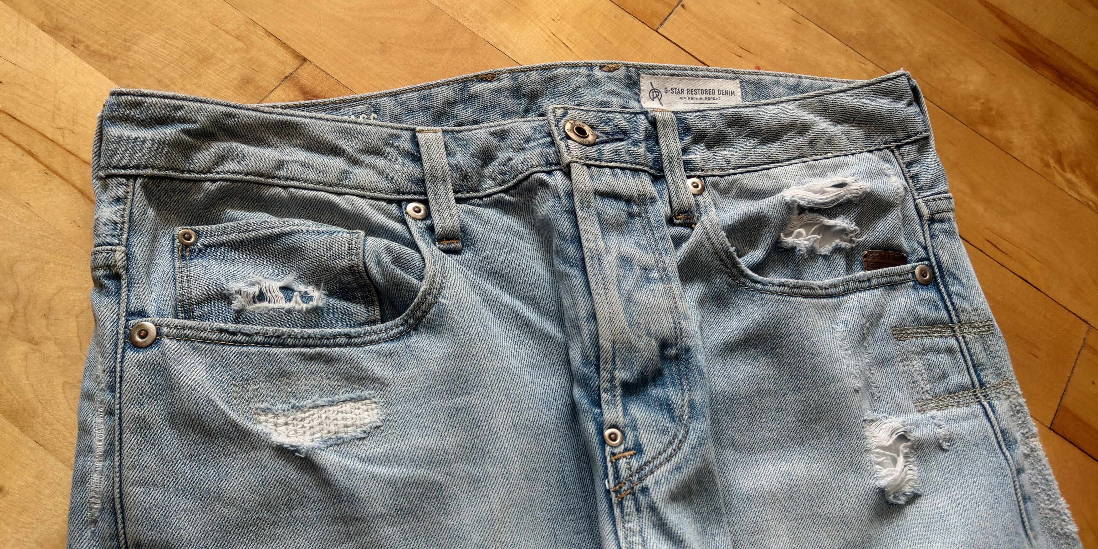 Mid Skinny Raw Denim Pants Baggy Distressed Goth y2k G-STAR