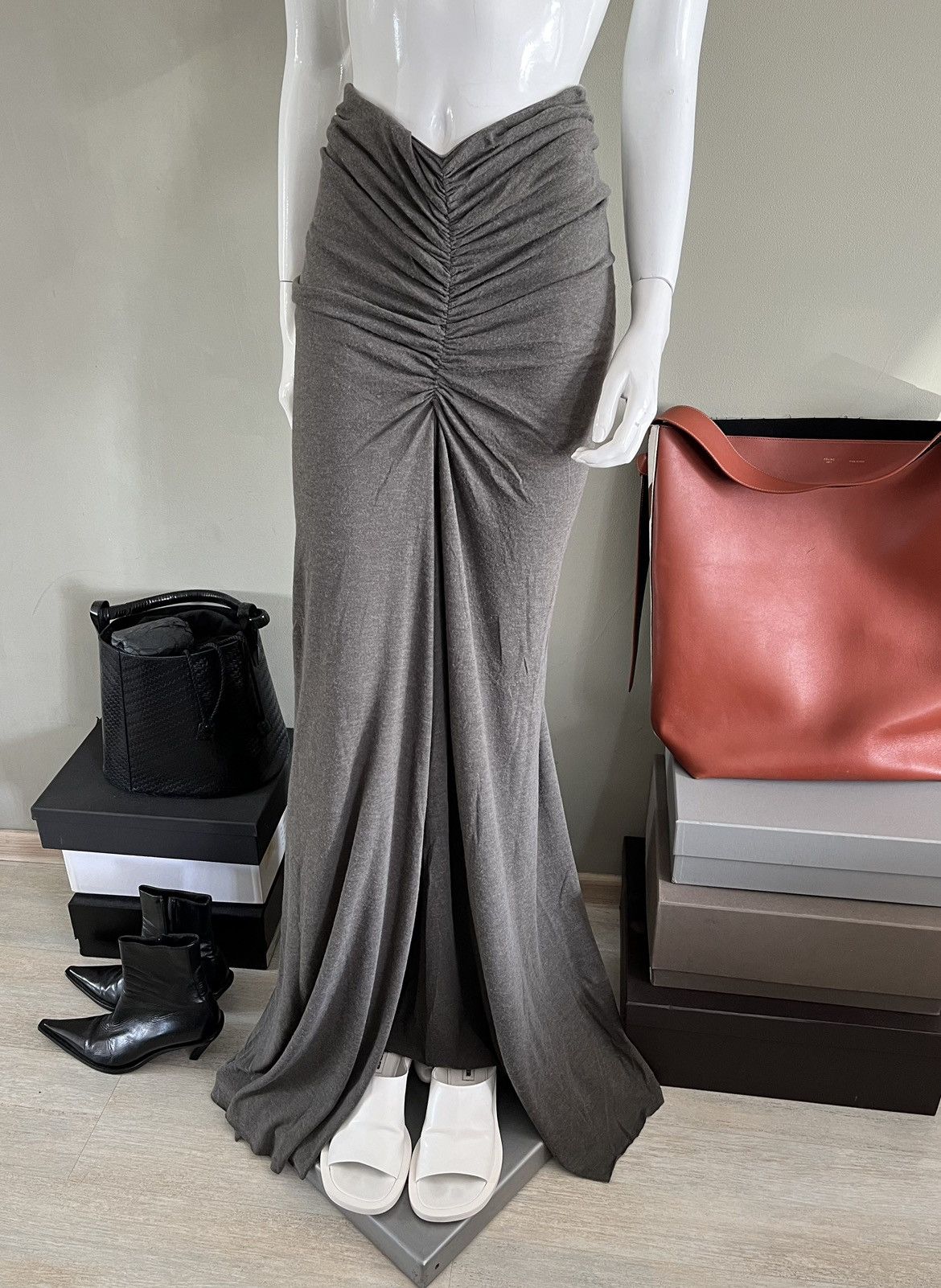 Rick Owens Rick Owens Ruched Jersey Maxi Dress or Skirt Size S / US 4 / IT 40 - 10 Thumbnail