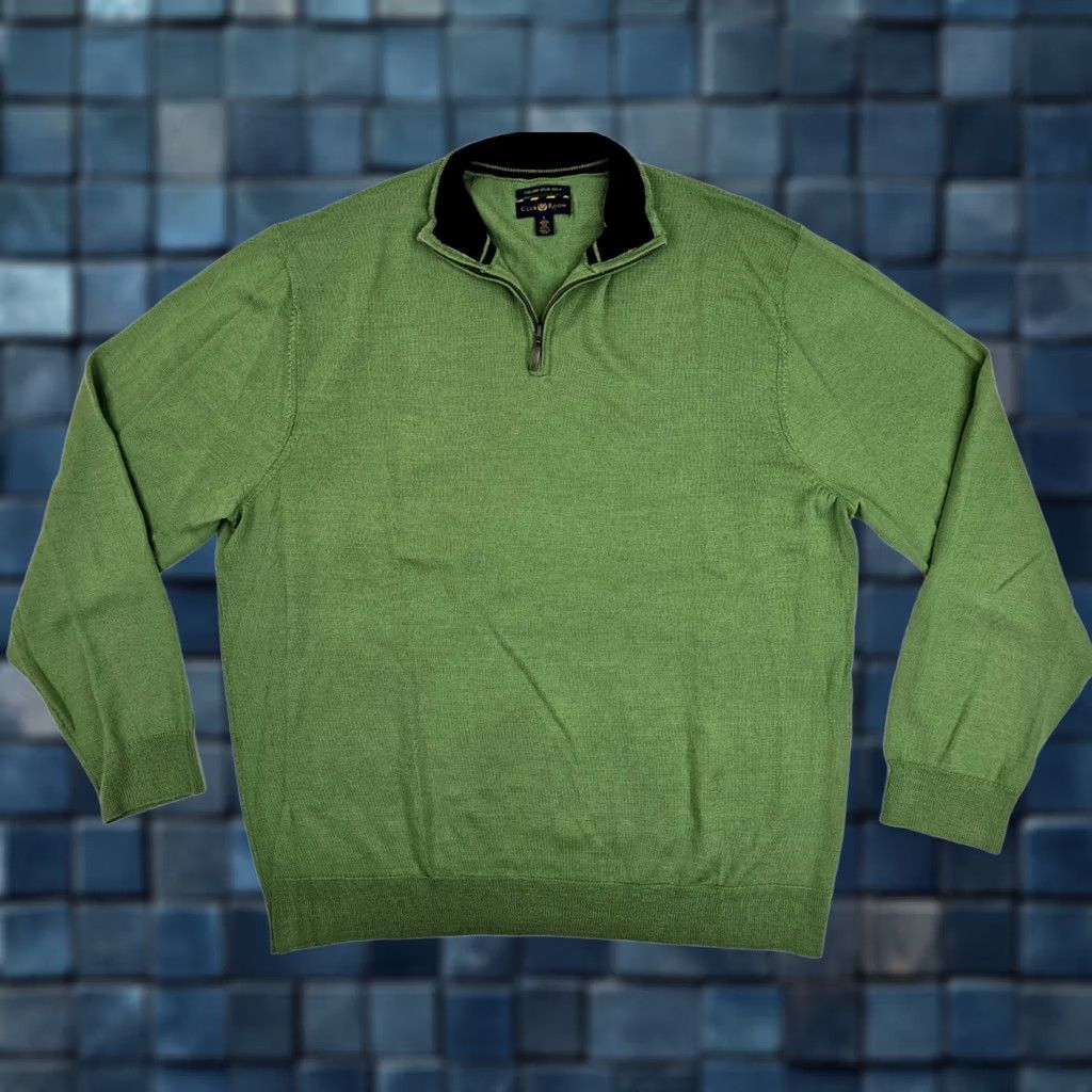 Club Room Club Room Italian Spun Yard Merino Wool Blend 1/4 Zip Sweater Men L Green Size US L / EU 52-54 / 3 - 1 Thumbnail
