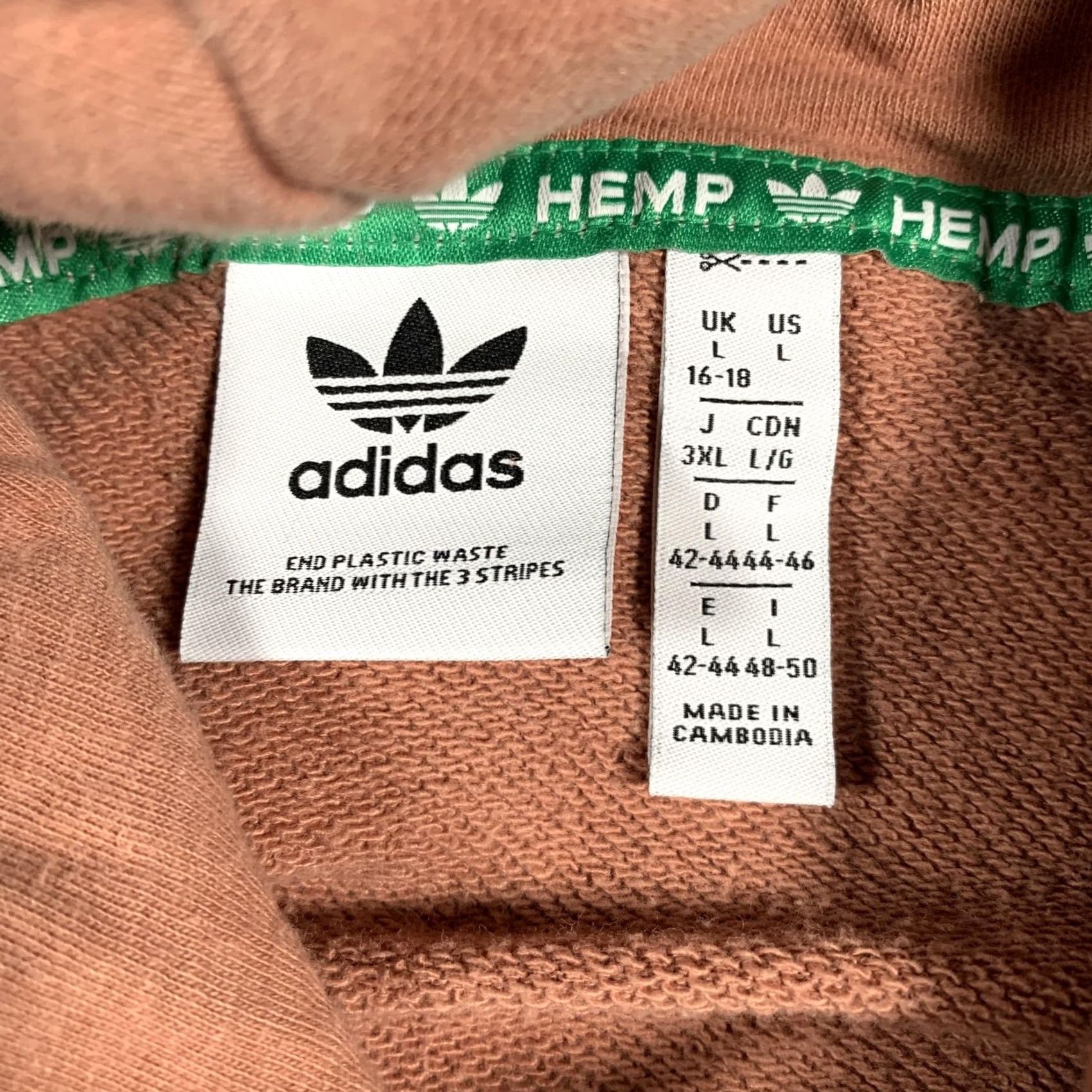 Adidas Adidas Originals Hoodie Womens Large Brown Trefoil Pullover Hemp Blend Size L / US 10 / IT 46 - 5 Thumbnail