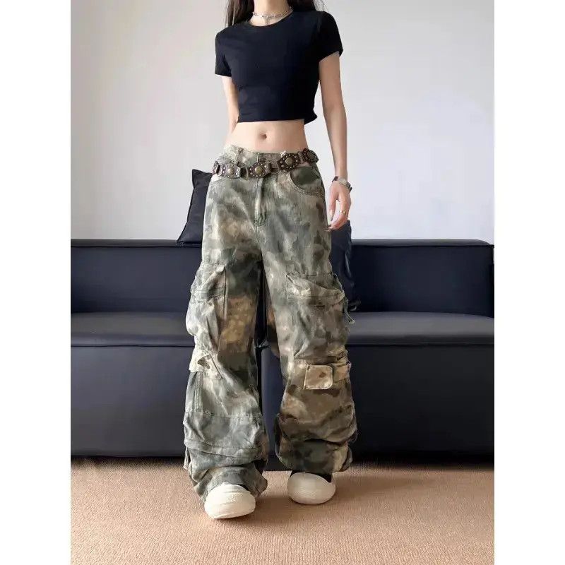 Japanese Brand Retro loose camouflage wide leg pocket jeans Size US 32 / EU 48 - 2 Thumbnail