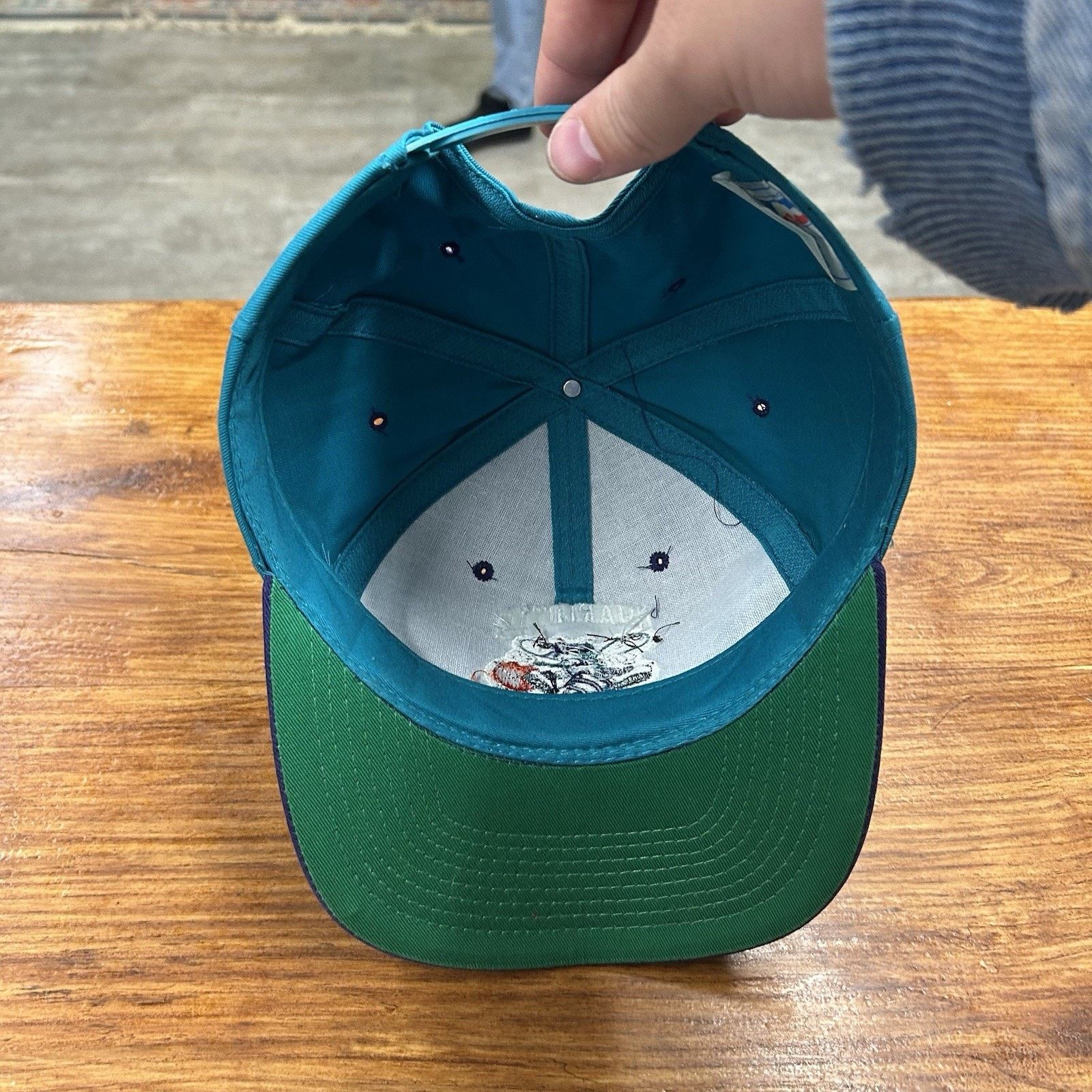 NBA Vintage 90’s Charlotte Hornets Teal And Purple Snap Back Hat Size ONE SIZE - 5 Thumbnail