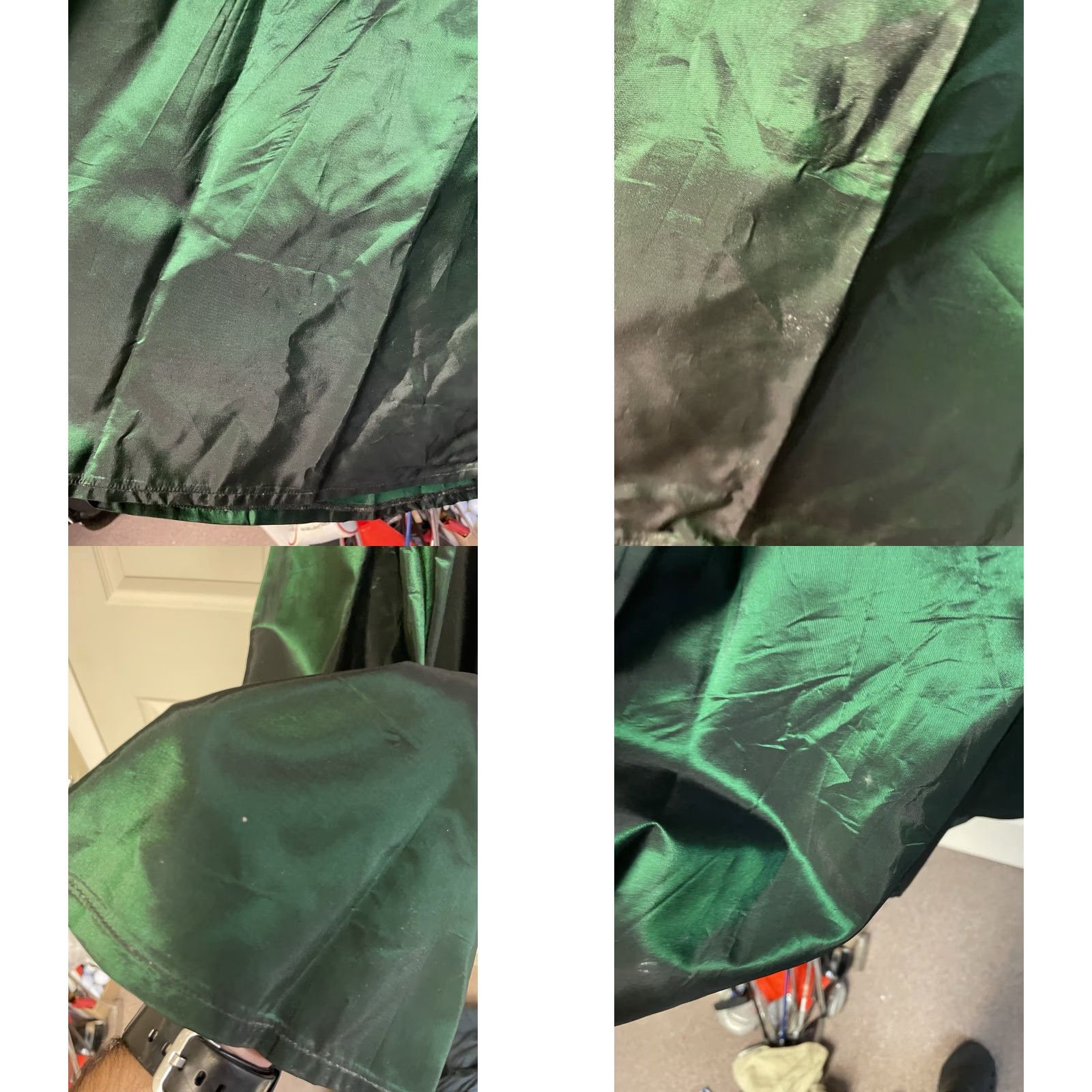 Laura Ashley VINTAGE Laura Ashley Ballgown Dress Green Taffeta Velvet Bodice Black 1980s UK 16 12 Eveningwear Womens Size XL / US 12-14 / IT 48-50 - 8 Thumbnail
