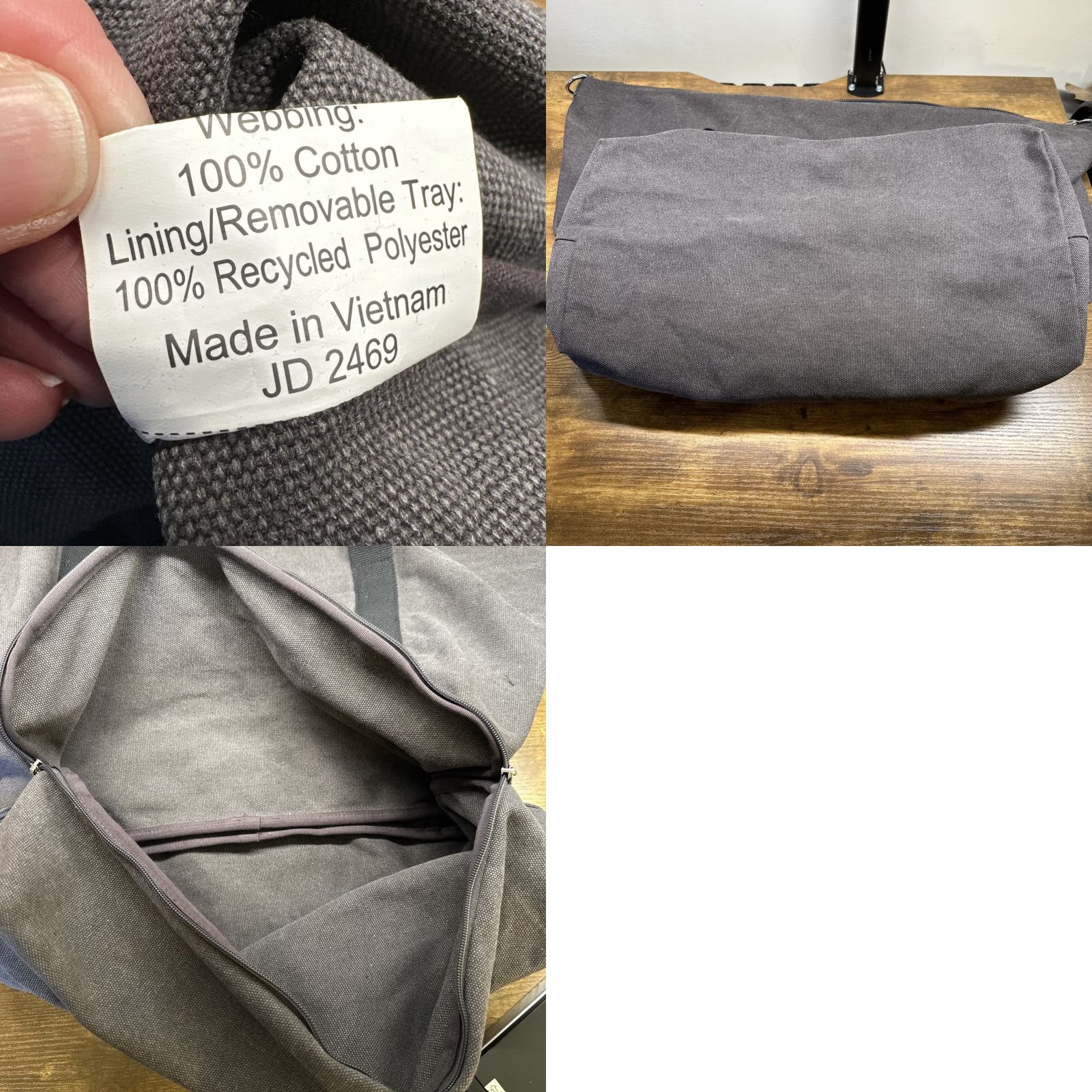 Catalina Lo & Sons Catalina Deluxe Large Gray Tote Weekender Travel Bag Canvas Carry All Women Size ONE SIZE - 8 Thumbnail