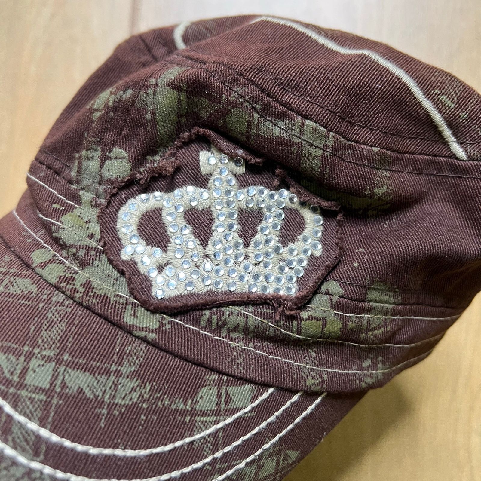 Vintage Y2K Leader Original Womens Brown Crown Rhinestone Cap Size ONE SIZE - 10 Thumbnail