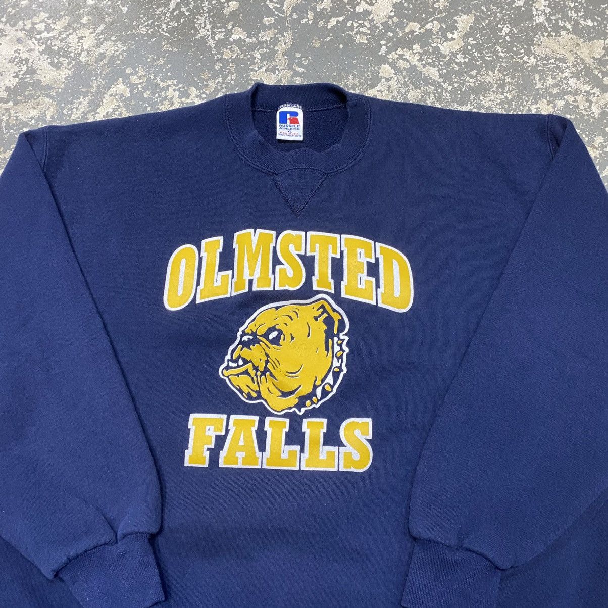 Russell Athletic × Vintage Vintage Russell Athletic Olmsted Falls Navy Boxy Crewneck US Size US XL / EU 56 / 4 - 3 Thumbnail