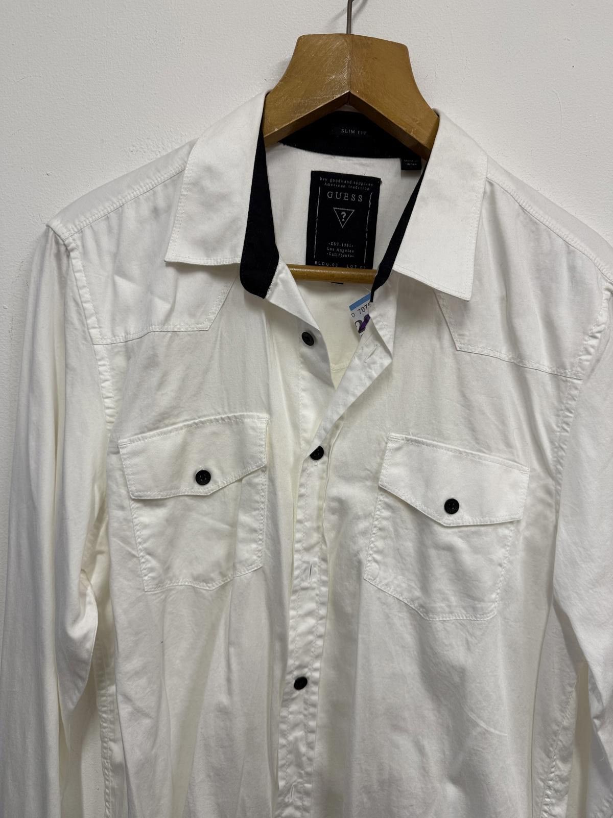 Guess Guess Men's White Long Sleeve Button-Up Shirt Size US M / EU 48-50 / 2 - 3 Thumbnail