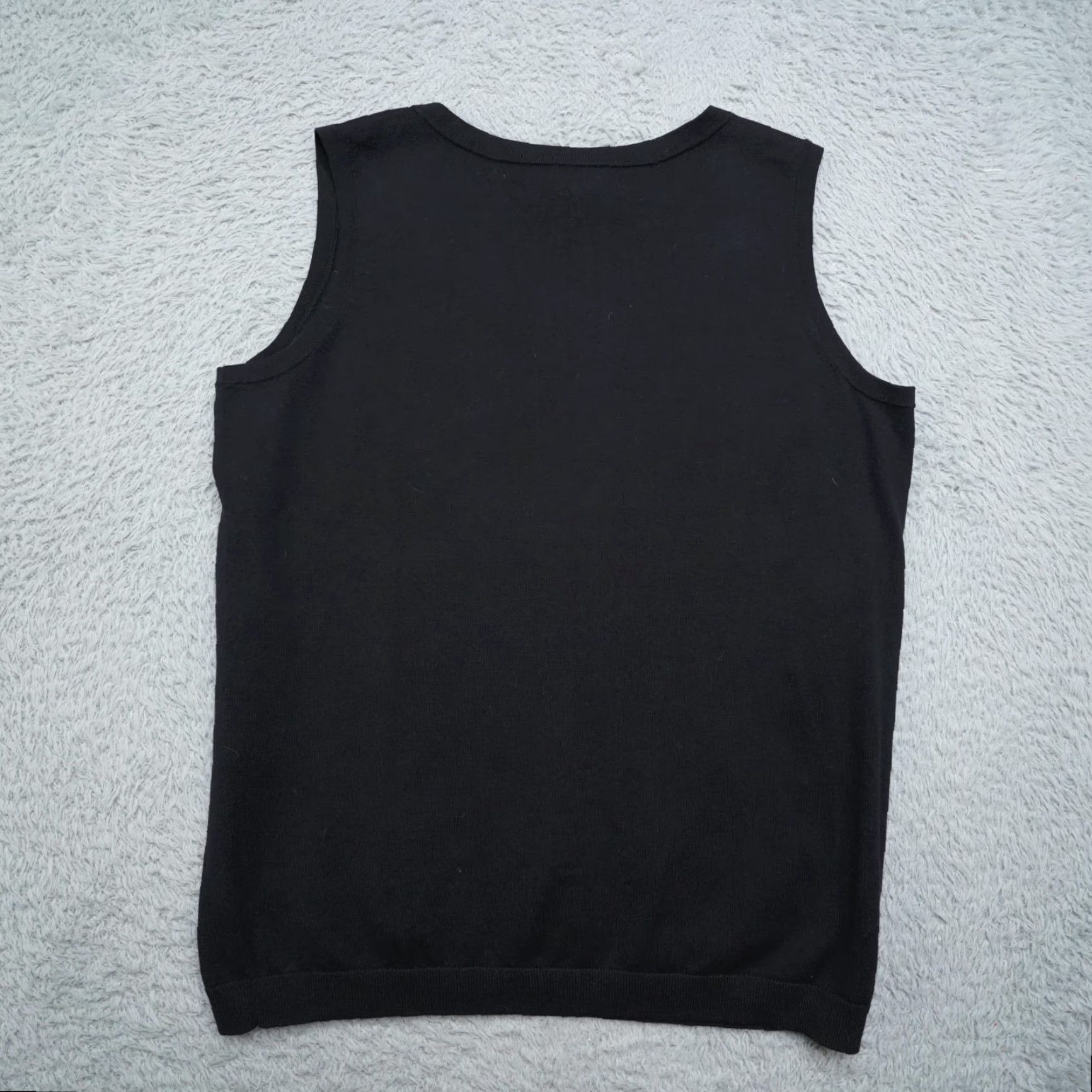 Talbots Talbots Knit Sweater Vest Womens L/XL Black Sleeveless Mock Neck Cable Knit Striped? No, Solid. Not sure. Size L / US 10 / IT 46 - 2 Thumbnail