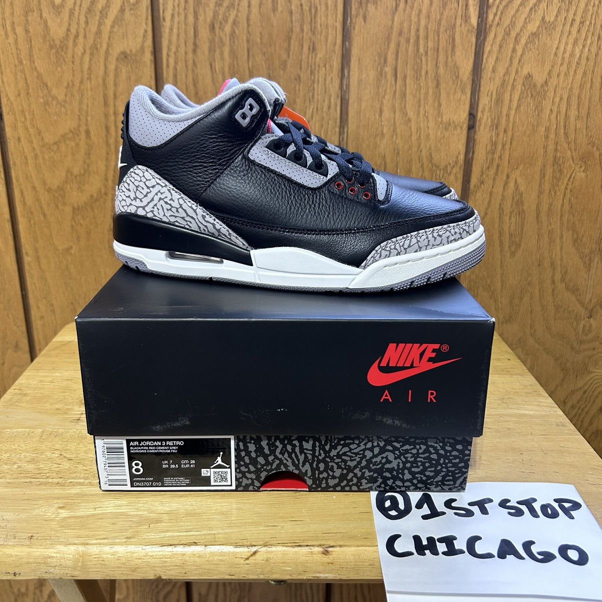 Designer × Jordan Brand × Nike Nike Air Jordan 3 Retro Black Cement Men's Size 8 NEW Size US 8 / EU 41 - 1 Thumbnail