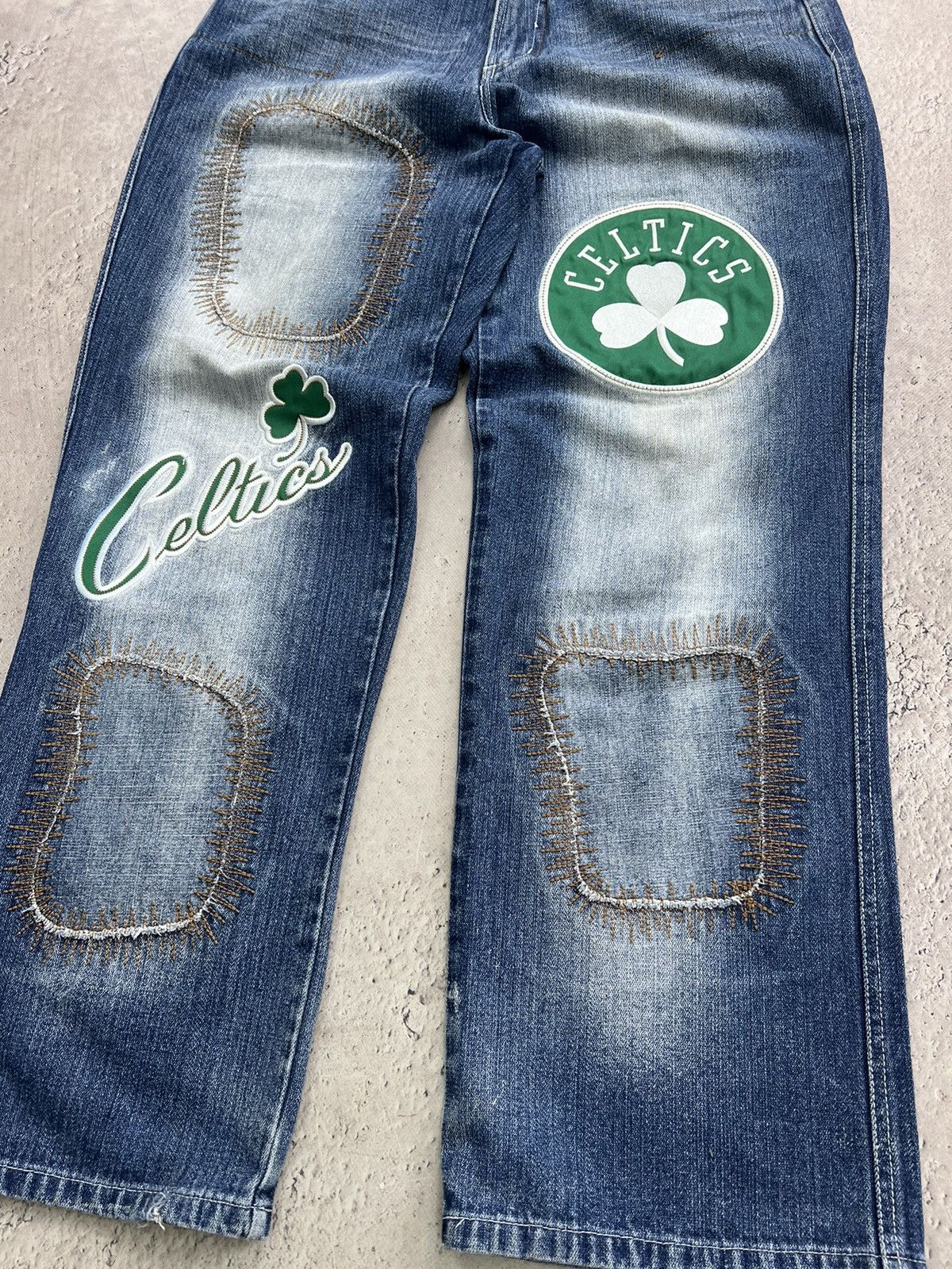 NBA × Vintage VINTAGE NBA UNK DENIM BAGGY JEANS JERSEY Y2K Size US 32 / EU 48 - 4 Thumbnail