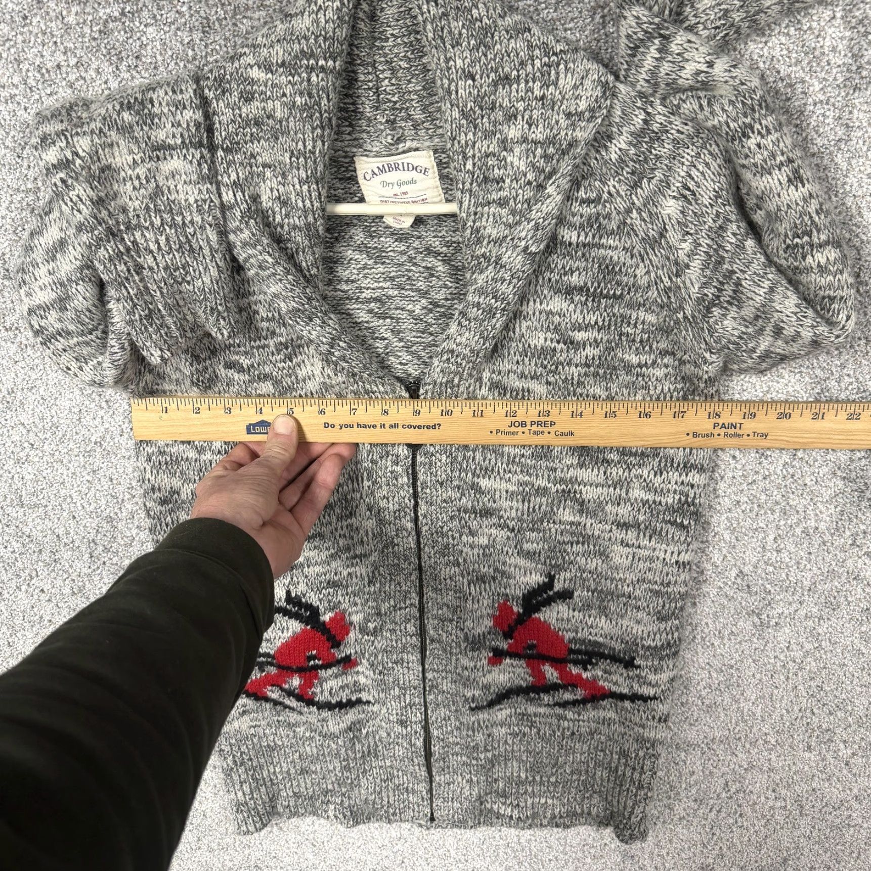 Vintage Cambridge Dry Goods Cardigan Sweater Womens L Gray Raglan Knit Full Zip Winter Ski Vintage No Size L / US 10 / IT 46 - 4 Thumbnail