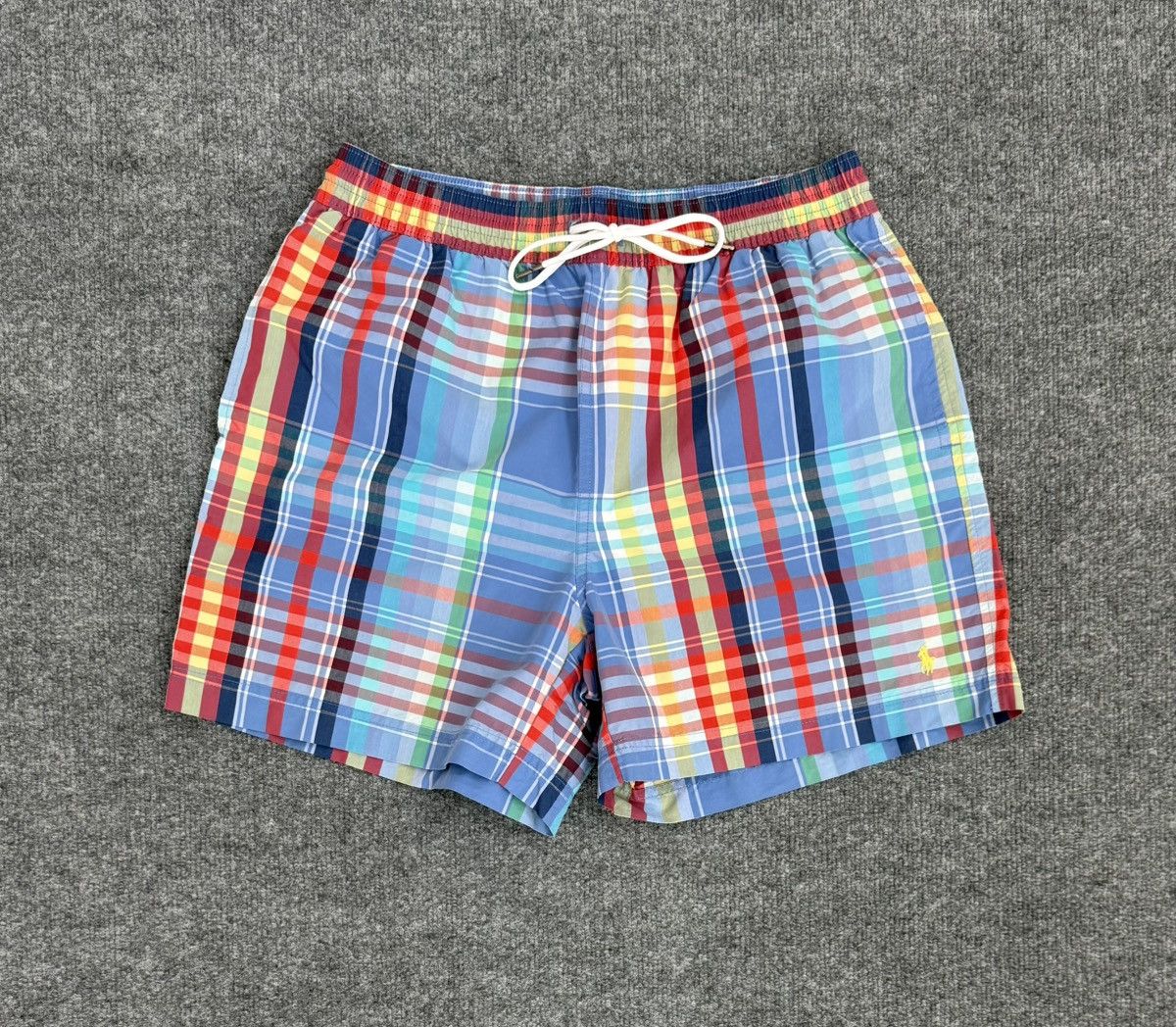 Polo Ralph Lauren Vintage Polo Ralph Lauren Plaid Swim Trunks Blue M Size US 33 - 1 Thumbnail