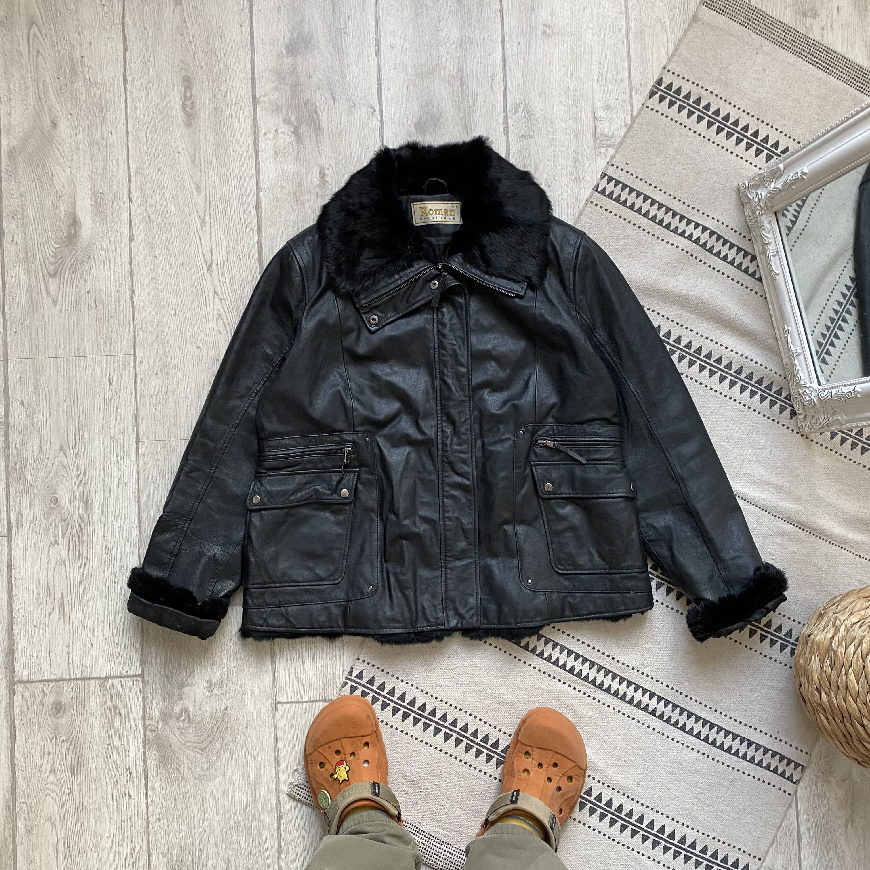 90s【Vintage】B3/リアルファー/レザージャケット/ラムレザー/Y2K