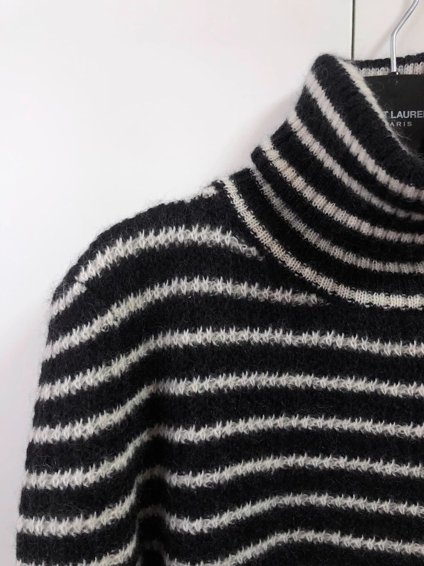 Saint Laurent Paris Saint Laurent Black and White Striped Turtleneck Sweater, Size L / US 10 / IT 46 - 5 Thumbnail