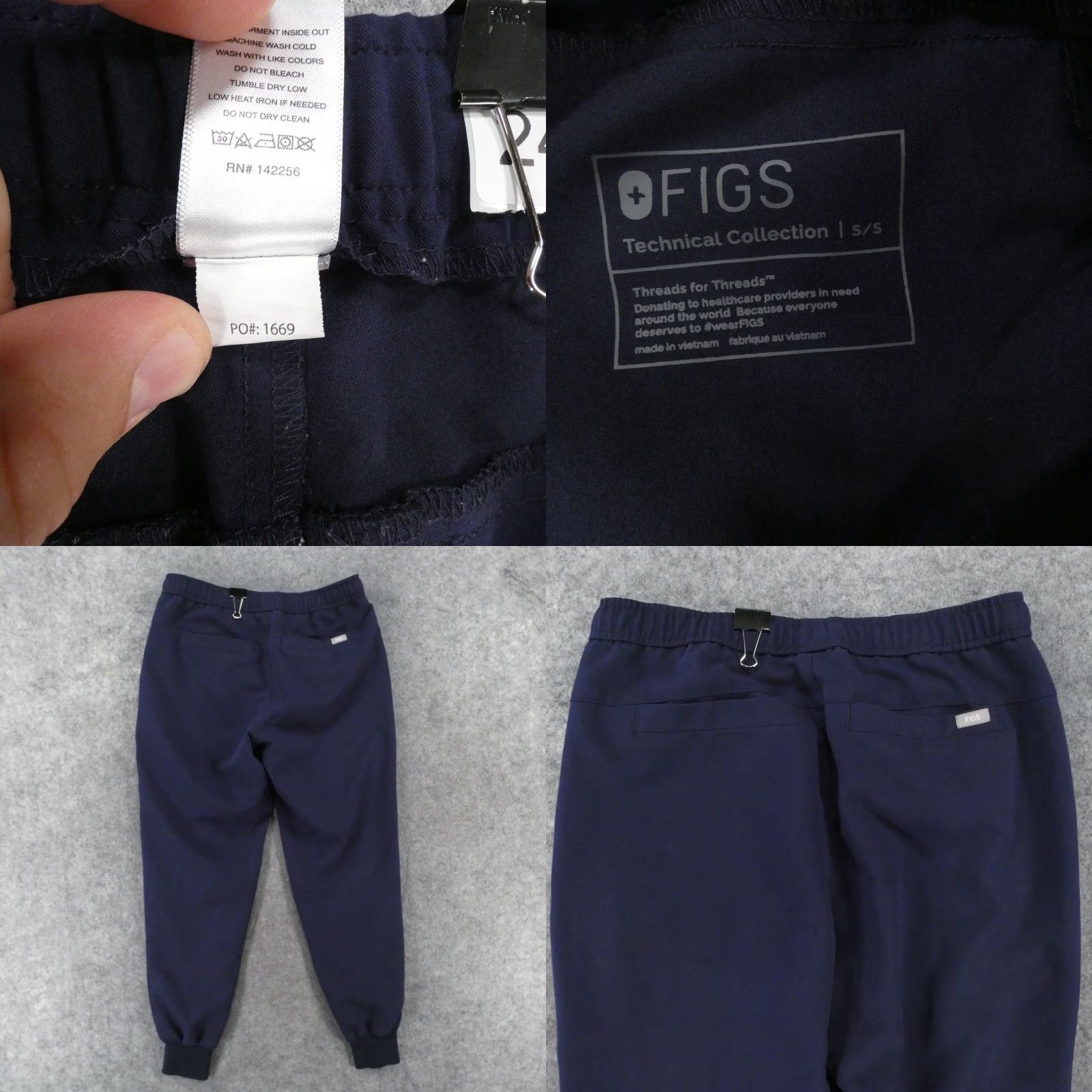 Vintage FIGS Scrub Joggers Pants Womens Small Navy w Drawstring Size 28" / US 6 / IT 42 - 9 Thumbnail