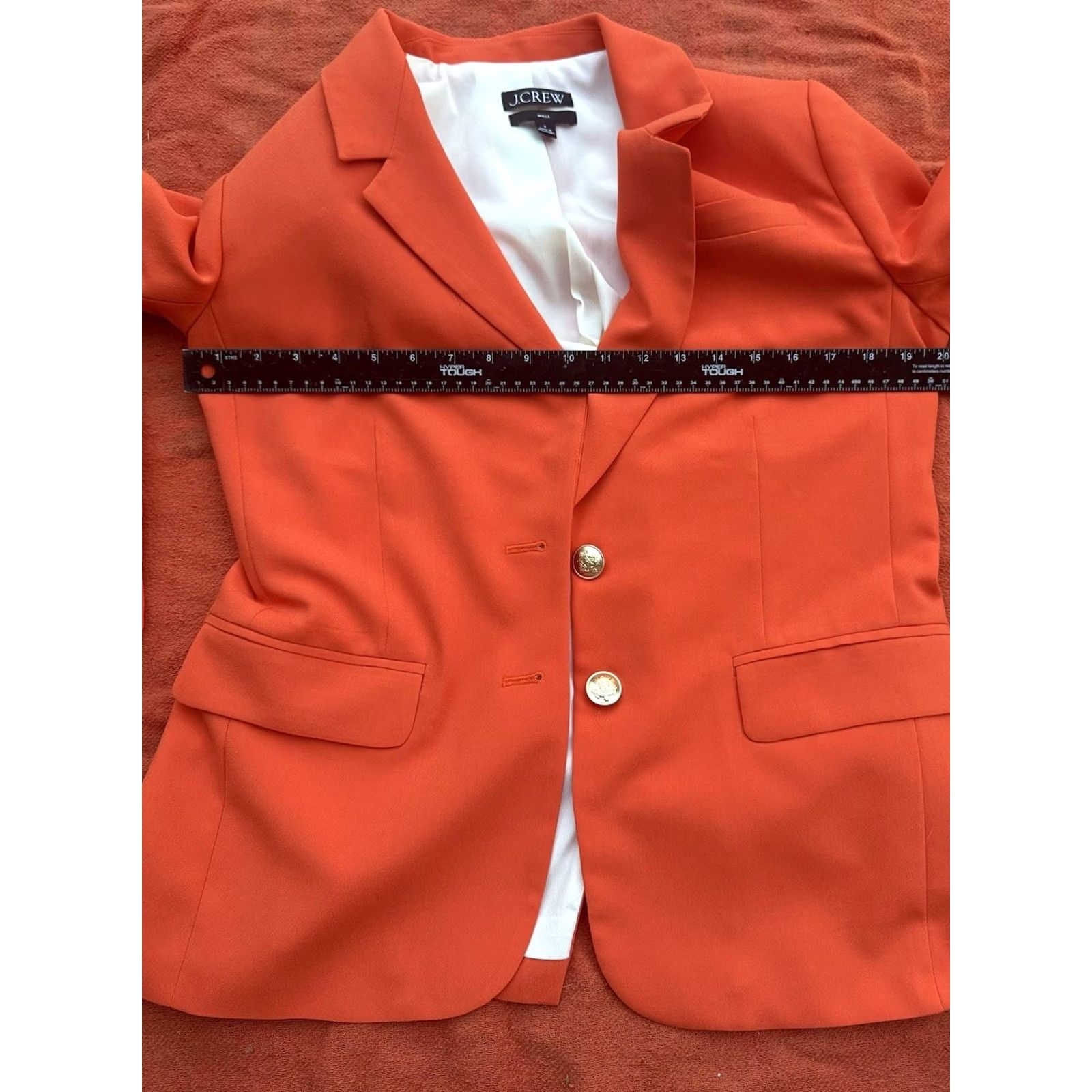 J.Crew J.Crew Willa Blazer Womens 6 Orange Gold Button Lined Career Jacket Shirt Size M / US 6-8 / IT 42-44 - 6 Thumbnail