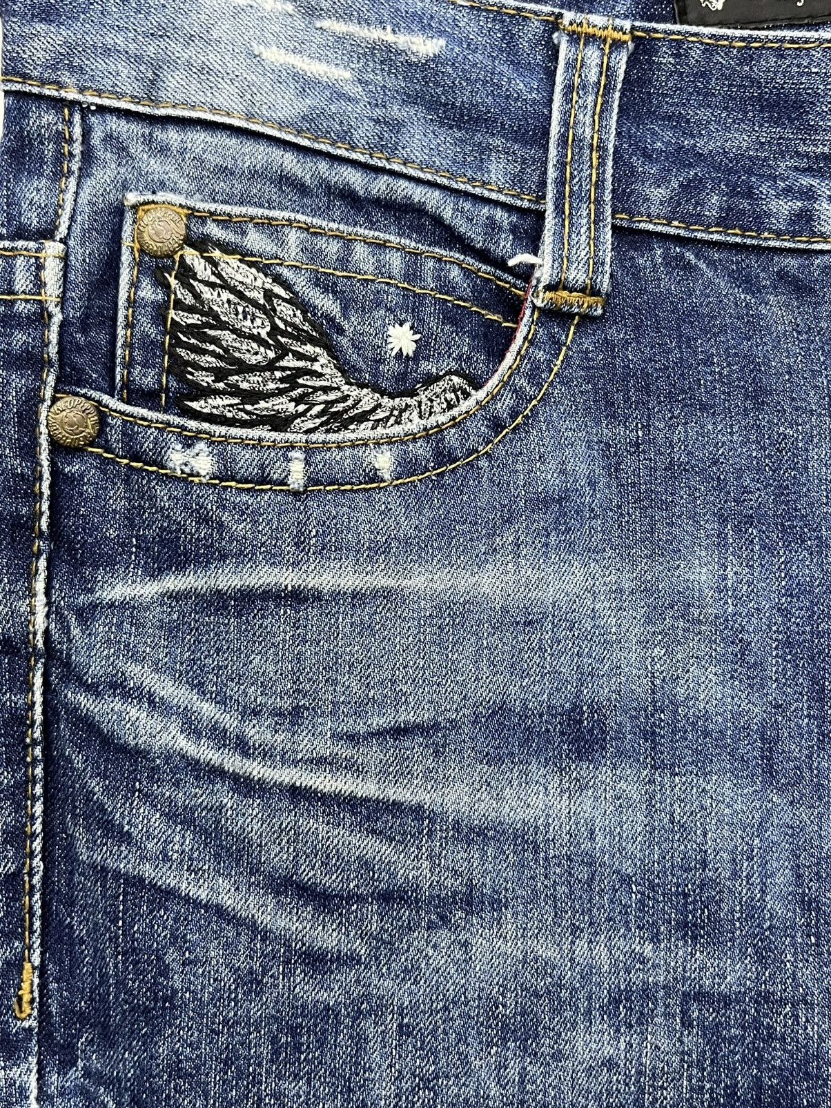 Vintage FYE🔥Vintage RED PEPPER Punk Angel Wings Big Spell-out Jeans Size 31" - 12 Thumbnail