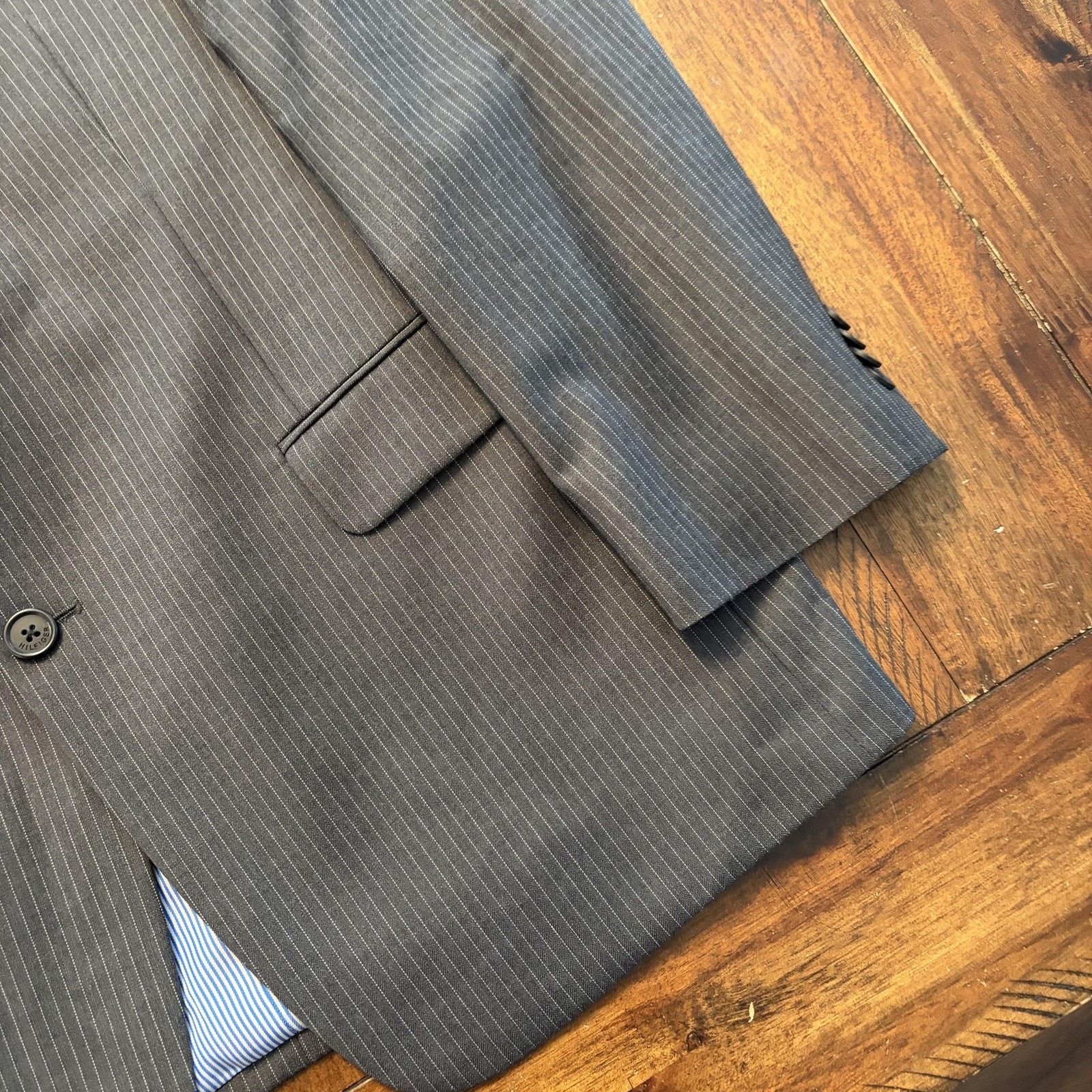Tommy Hilfiger Tommy Hilfiger Suit Jacket 42S Pinstripe Wool Blazer Short Size 42S - 4 Thumbnail