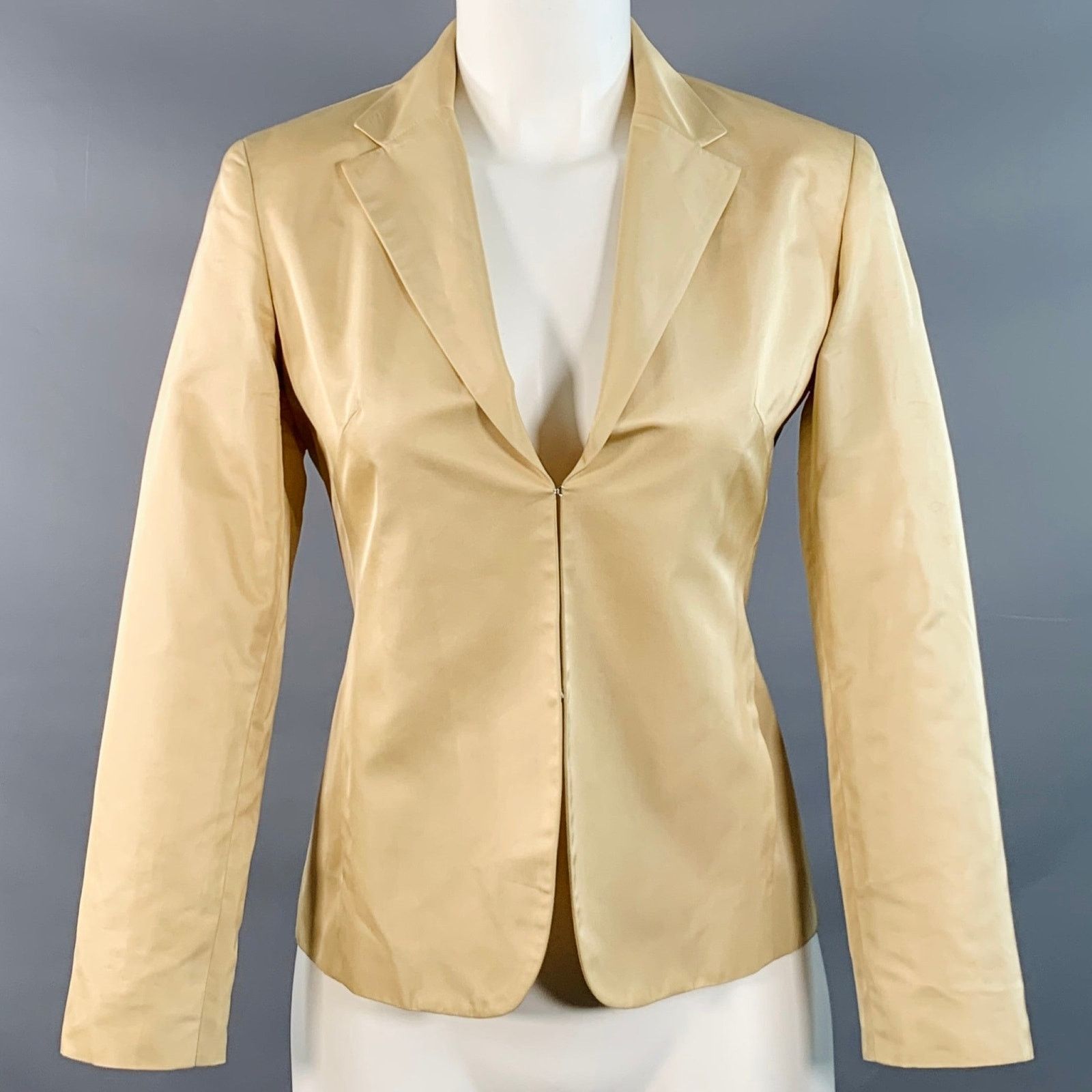 Ralph Lauren Size 6 Beige Acetate Silk Notch Lapel Jacket Blazer Size M / US 6-8 / IT 42-44 - 1 Thumbnail