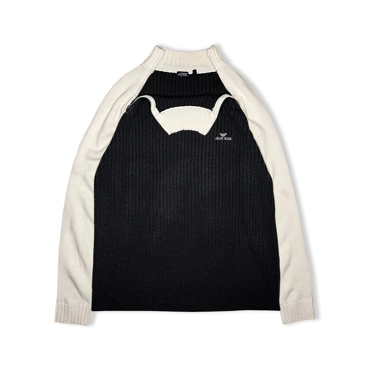 Armani Vintage Armani Jeans Dual-Zip Wool Knit Pullover Size US M / EU 48-50 / 2 - 3 Thumbnail
