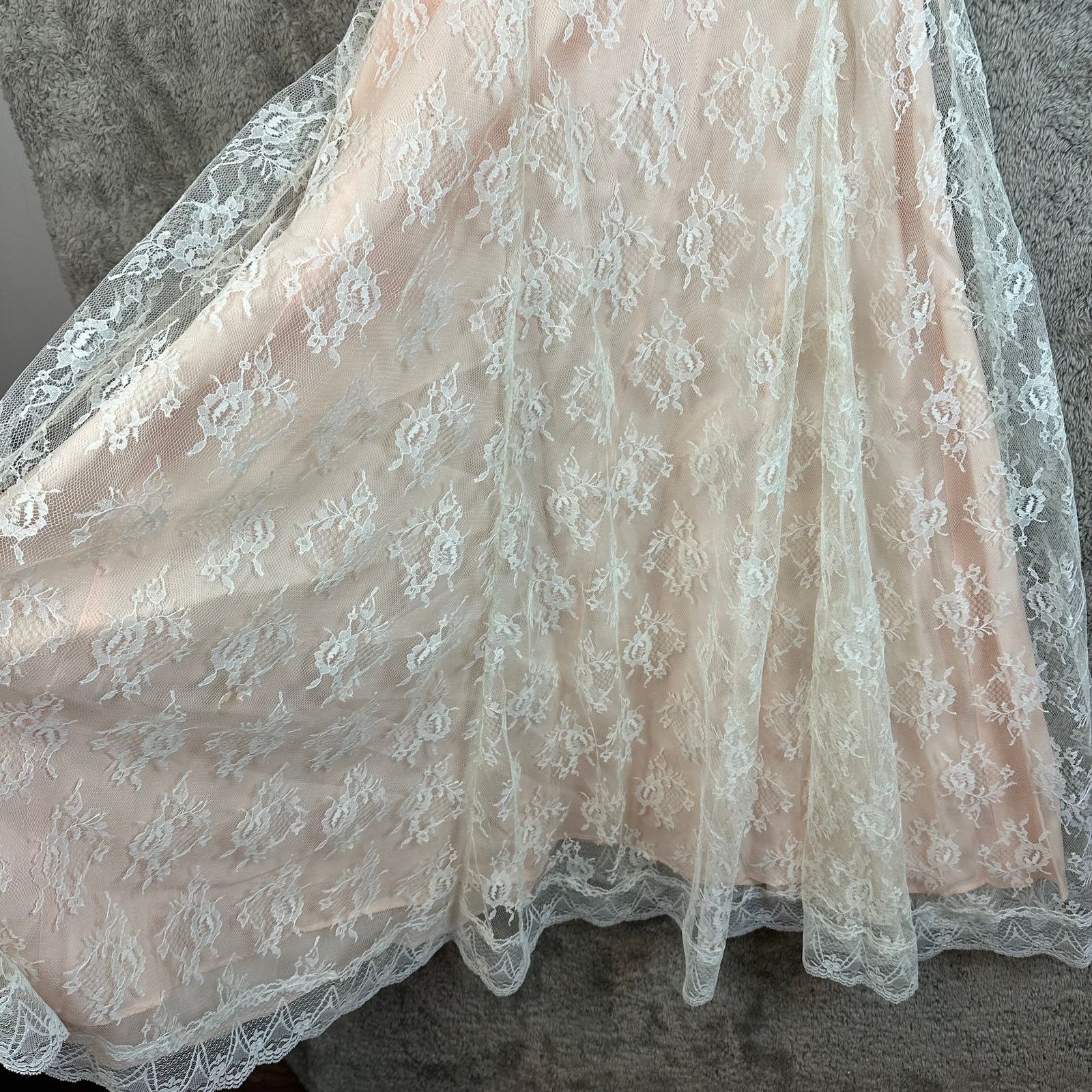 Other Vintage 80s Pink Lace Dress Victorian Frilly Cottage Prom Size ONE SIZE - 12 Thumbnail