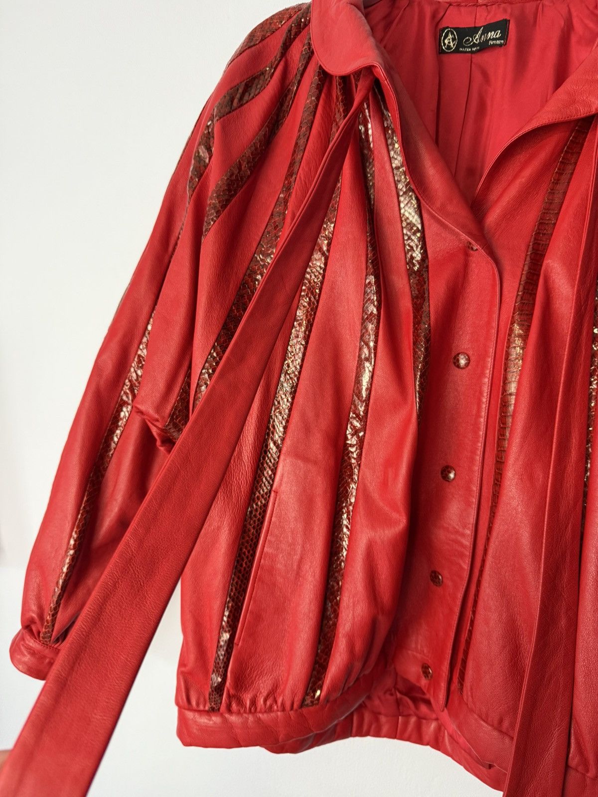 Vintage Vintage Vera Pelle Snake Skin Leather Red Jacket 80s MJ Size US L / EU 52-54 / 3 - 4 Thumbnail