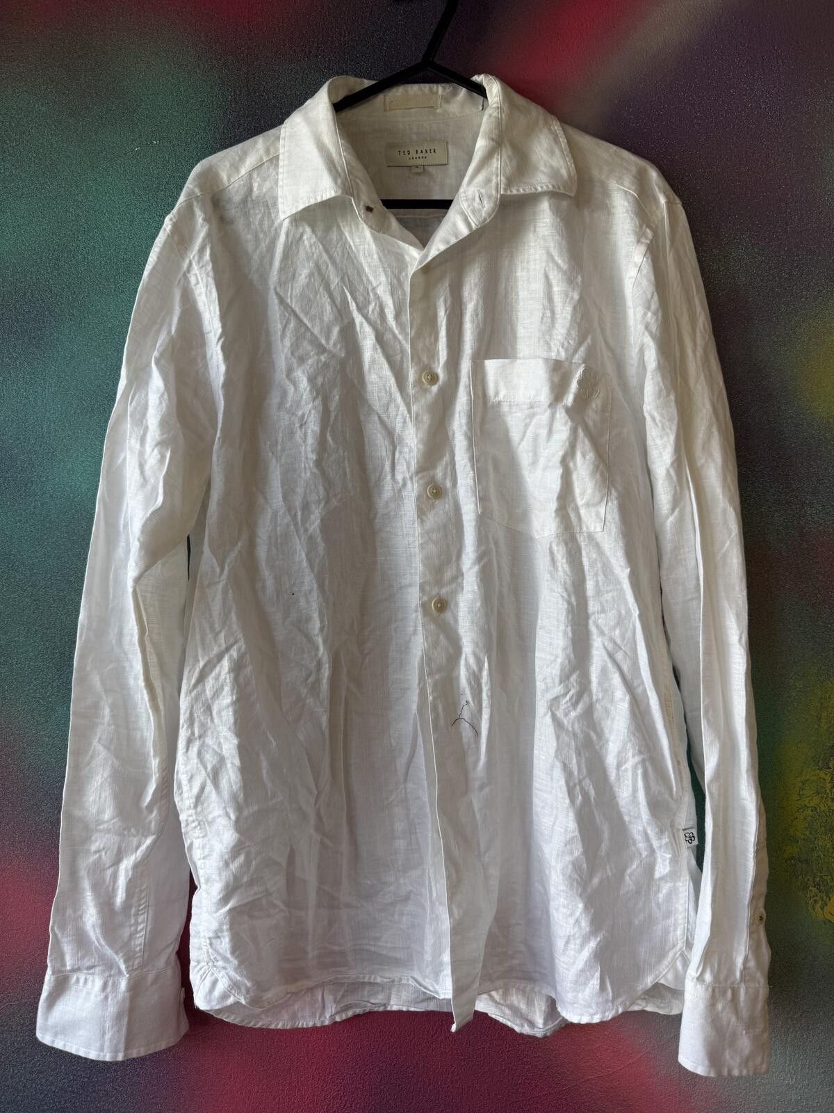 Other Ted Baker White 100% Linen Long Sleeve Shirt Size US M / EU 48-50 / 2 - 2 Thumbnail