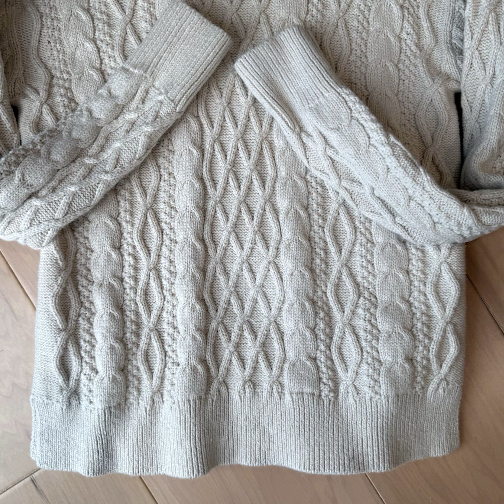J.Crew J. Crew Fisherman Sweater Women's Small Cream Cotton Cable Knit Pullover Winter Size S / US 4 / IT 40 - 5 Thumbnail
