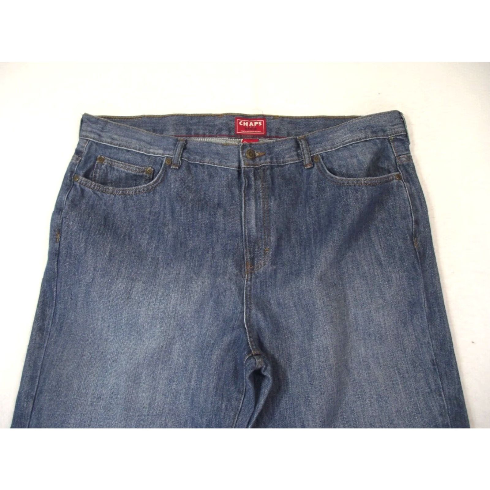 Chaps Mens Straight Regular Fit 42x30 Blue Denim Pants Extra Large XL