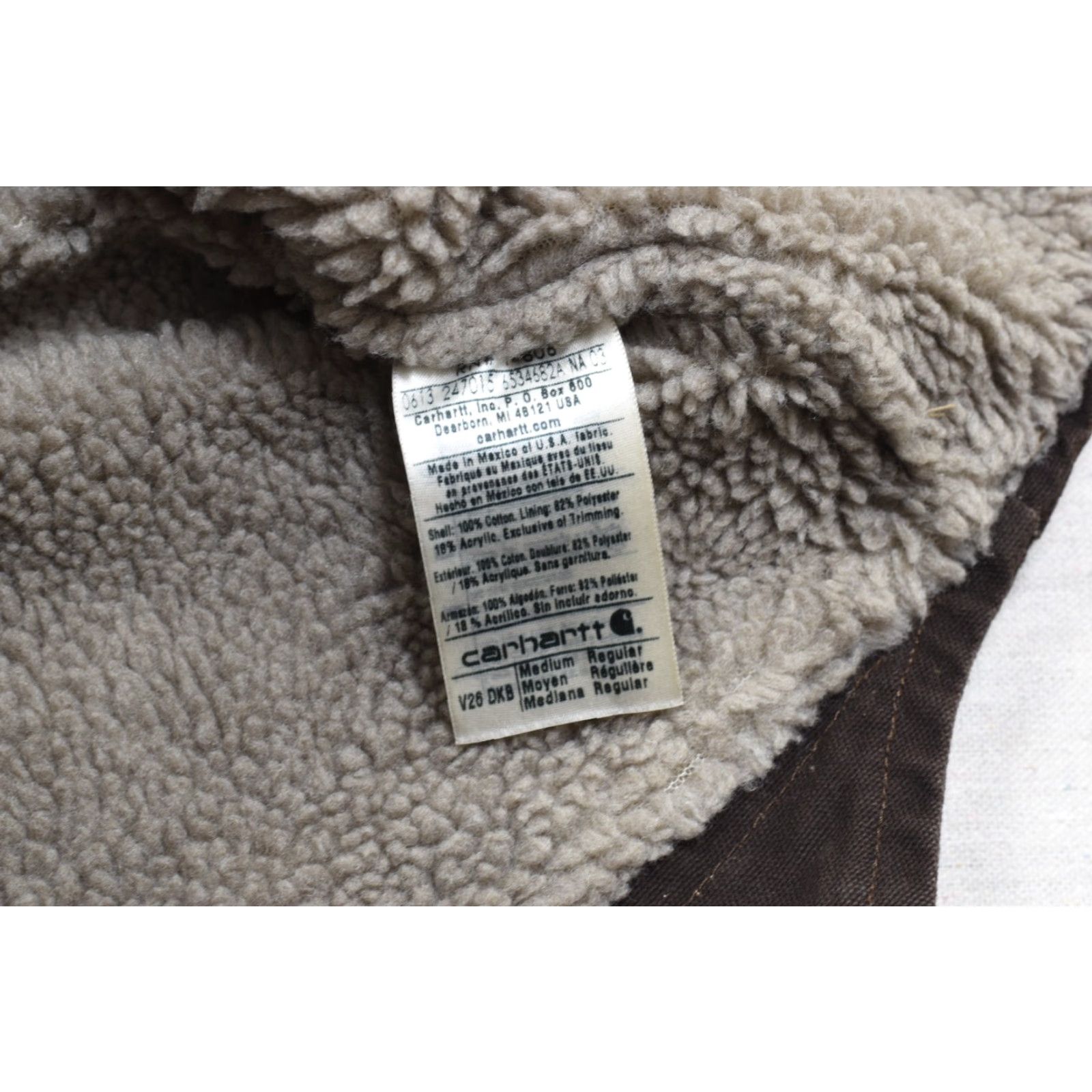 Carhartt Carhartt V26 DKB Men's Medium Dark Brown Sandstone Duck Sherpa Lined Mock Neck V Jacket Size US M / EU 48-50 / 2 - 4 Thumbnail