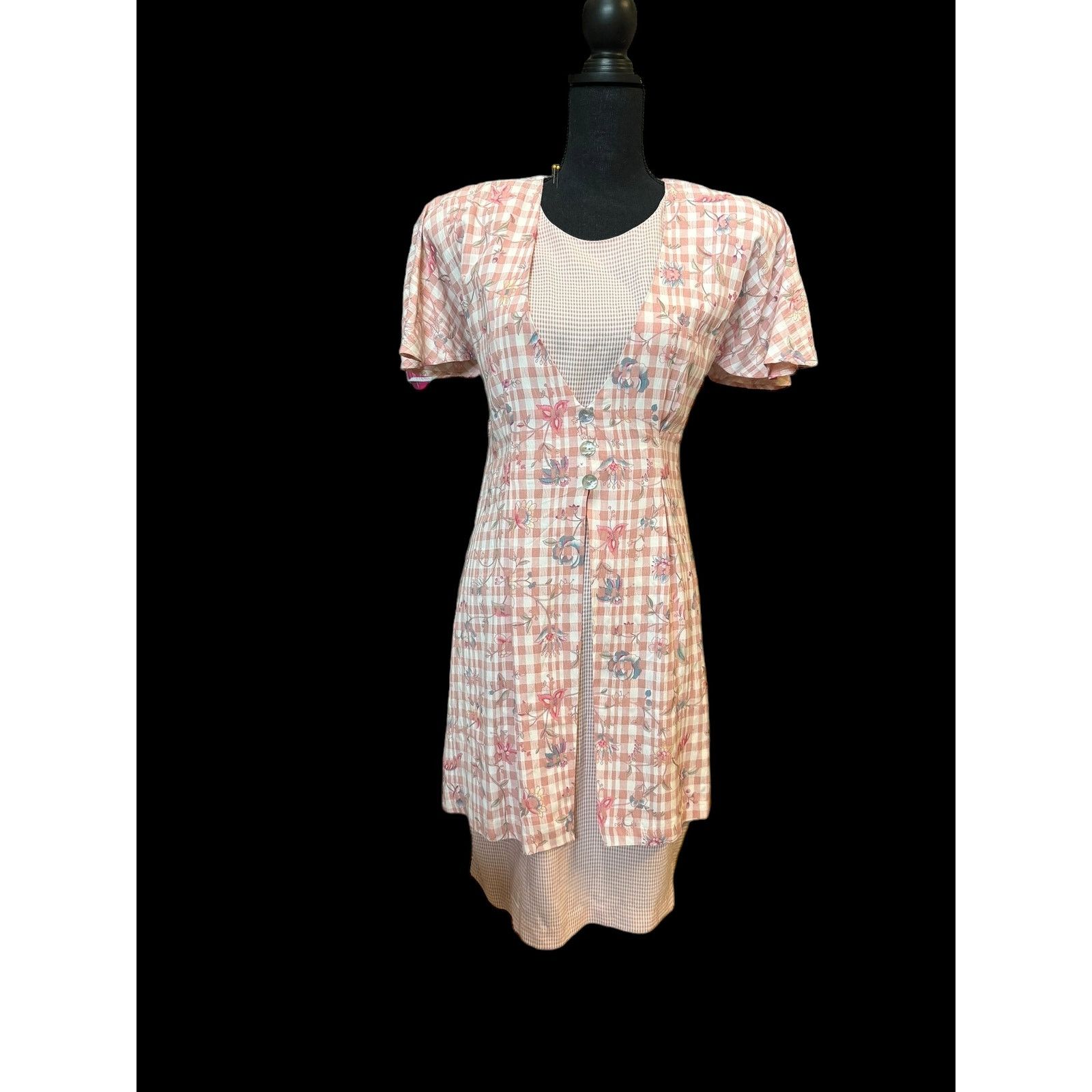 Vintage Vintage Pink 80's dress Cottagecore Expo sz 12 Granny Twee Size XL / US 12-14 / IT 48-50 - 5 Thumbnail